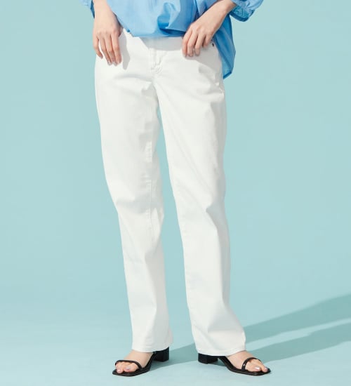 SOMETHING(サムシング)の【百貨店・直営店限定】SOMETHING ete ストレードデニムパンツ【夏用/COOL/涼/抗菌/防臭/制菌】|パンツ/パンツ/レディース|ホワイト