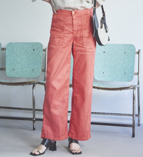SOMETHING(サムシング)の【百貨店・直営店限定】SOMETHING ete ワイドベイカーデニムパンツ【夏用/COOL/涼/抗菌/防臭/制菌】|パンツ/パンツ/レディース|オレンジ系その他