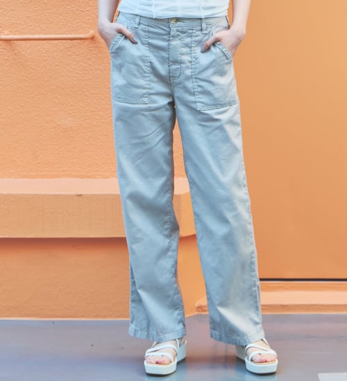 SOMETHING(サムシング)の【百貨店・直営店限定】SOMETHING ete ワイドベイカーデニムパンツ【夏用/COOL/涼/抗菌/防臭/制菌】|パンツ/パンツ/レディース|シルバーグレー