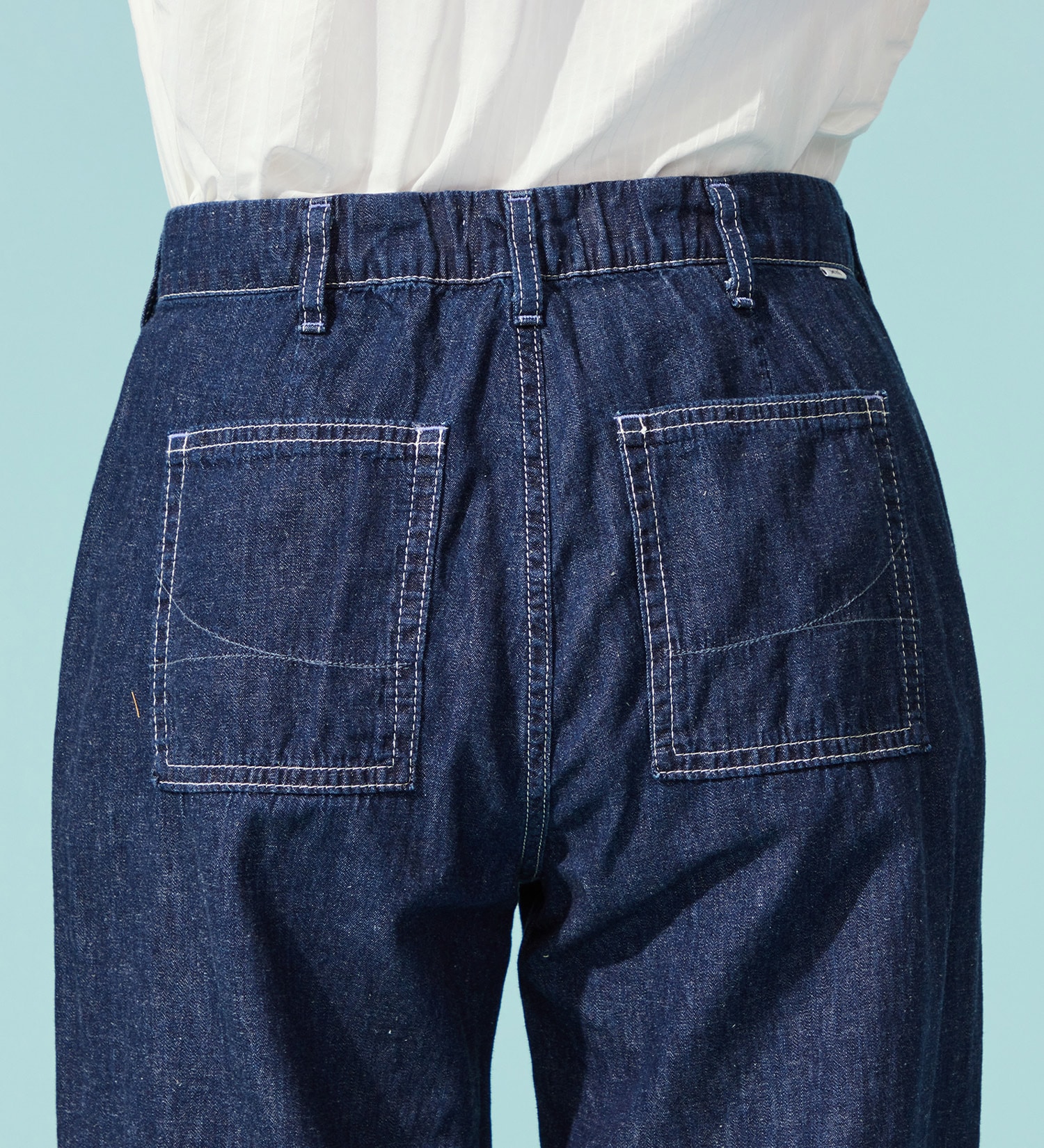 SOMETHING(サムシング)の【百貨店・直営店限定】SOMETHING ete ワイドベイカーデニムパンツ【夏用/COOL/涼/抗菌/防臭/制菌】|パンツ/デニム/ジーンズパンツ/レディース|中色ブルー