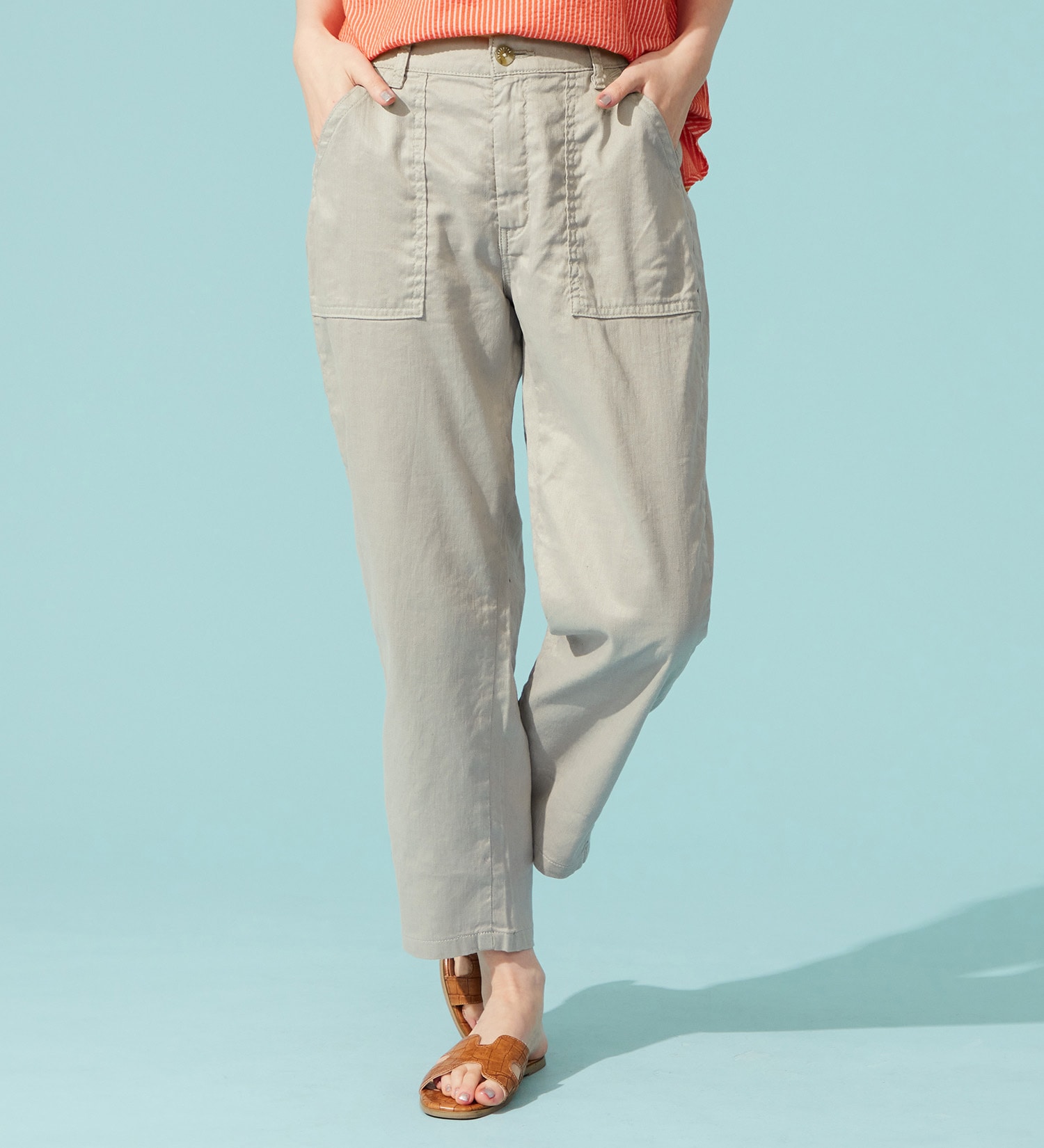 SOMETHING(サムシング)の【試着対象】【百貨店・直営店限定】SOMETHING ete テーパードベイカーデニムパンツ【夏用/COOL/涼/抗菌/防臭/制菌】|パンツ/パンツ/レディース|シルバーグレー