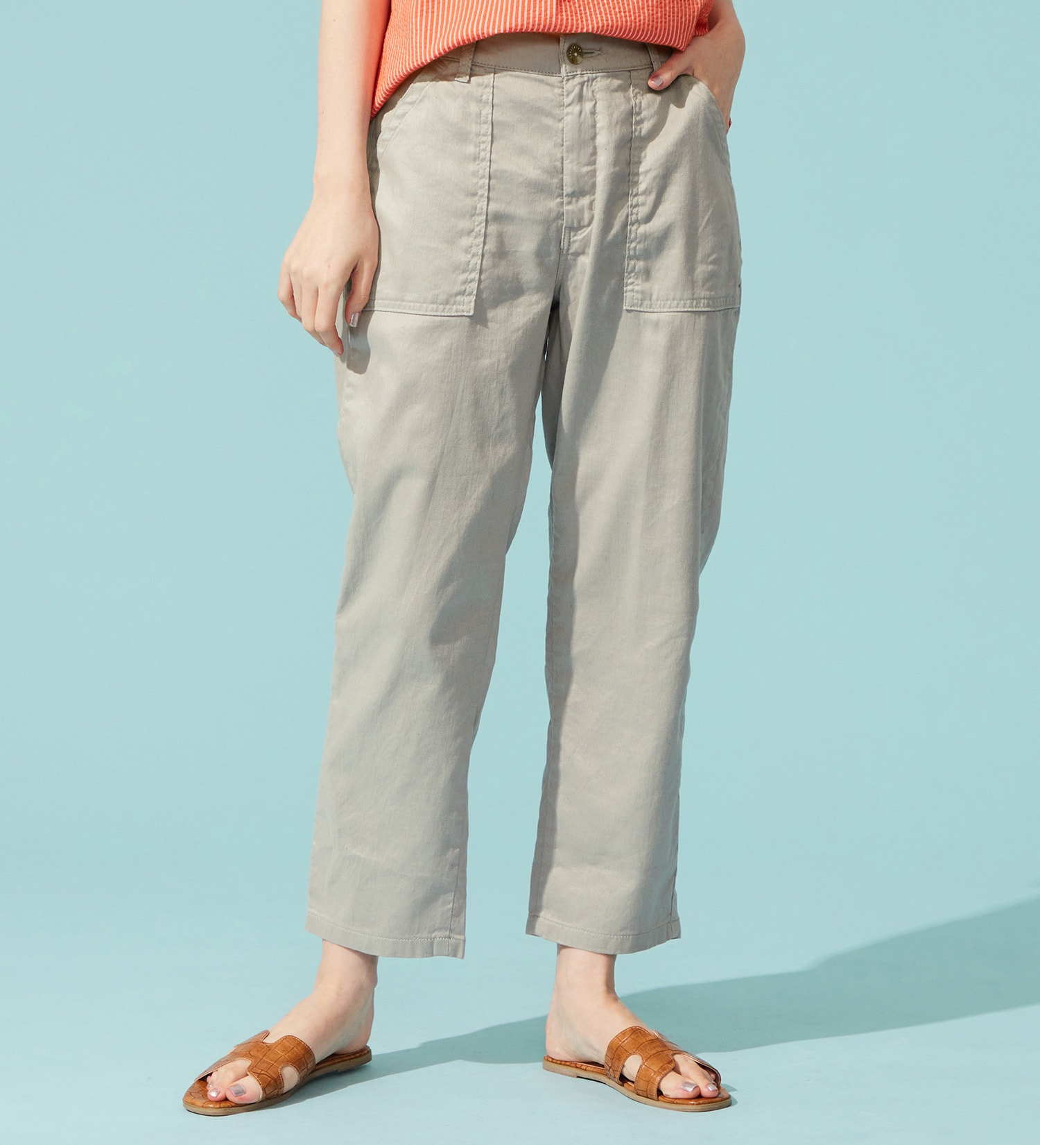 SOMETHING(サムシング)の【試着対象】【百貨店・直営店限定】SOMETHING ete テーパードベイカーデニムパンツ【夏用/COOL/涼/抗菌/防臭/制菌】|パンツ/パンツ/レディース|シルバーグレー