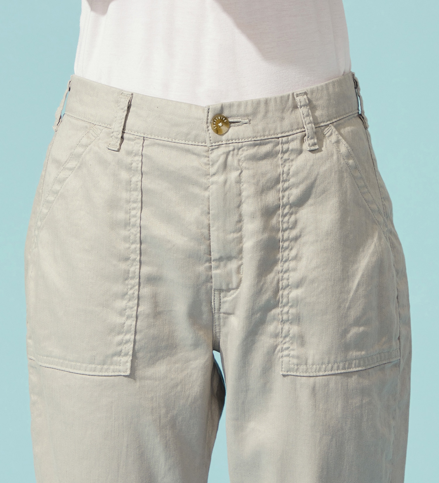 SOMETHING(サムシング)の【試着対象】【百貨店・直営店限定】SOMETHING ete テーパードベイカーデニムパンツ【夏用/COOL/涼/抗菌/防臭/制菌】|パンツ/パンツ/レディース|シルバーグレー