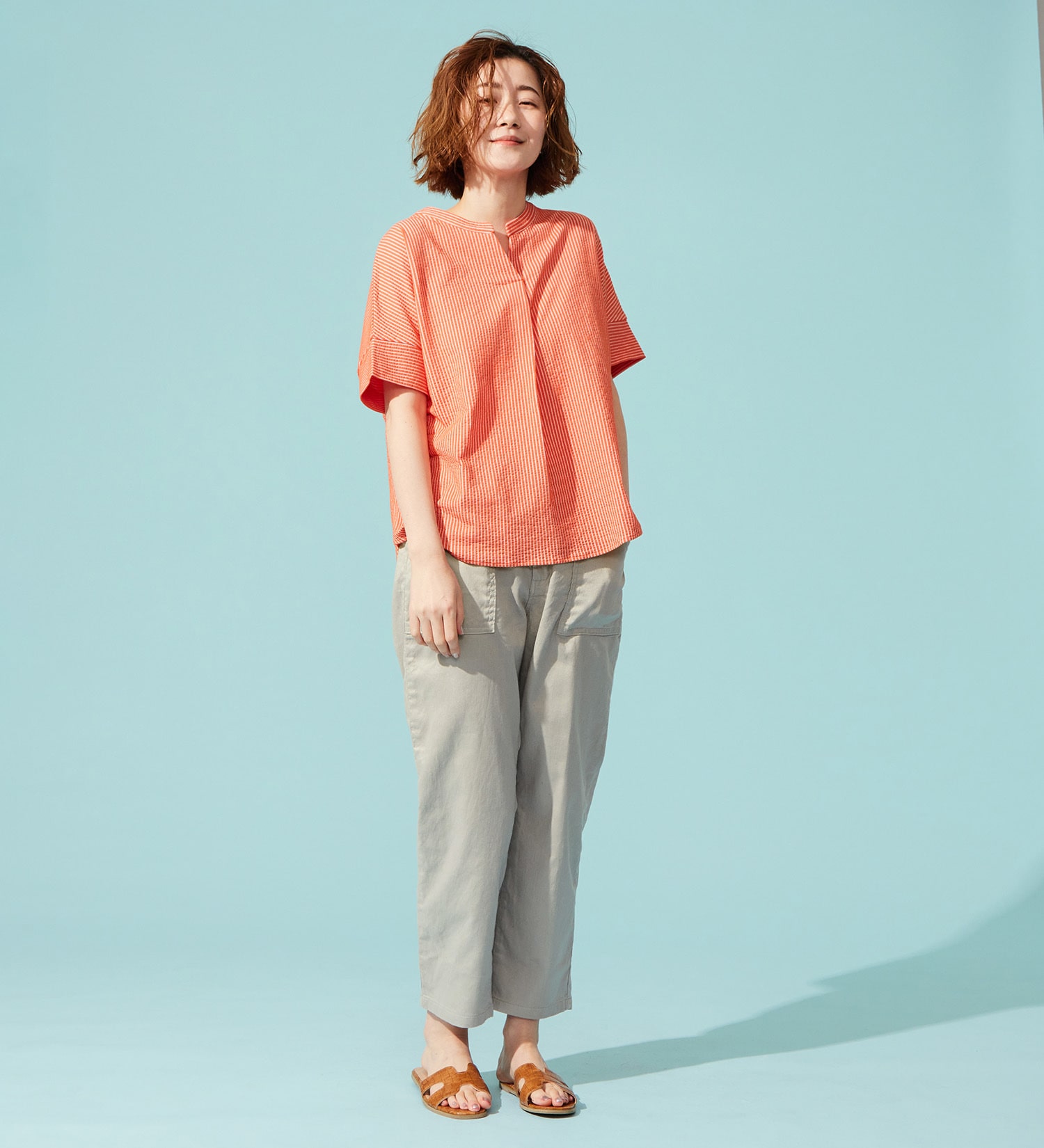 SOMETHING(サムシング)の【試着対象】【百貨店・直営店限定】SOMETHING ete テーパードベイカーデニムパンツ【夏用/COOL/涼/抗菌/防臭/制菌】|パンツ/パンツ/レディース|シルバーグレー