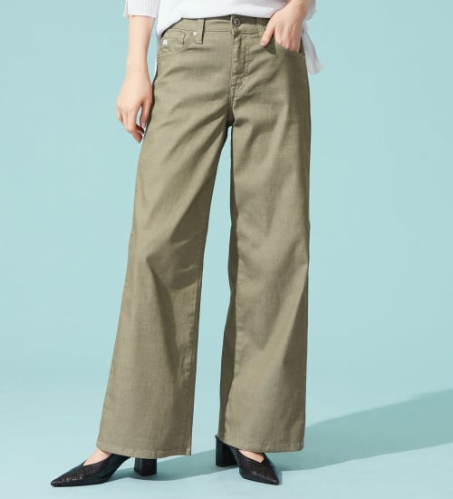 SOMETHING(サムシング)の【百貨店・直営店限定】SOMETHING ete セミワイドデニムパンツ【夏用/COOL/涼/抗菌/防臭/制菌】|パンツ/デニム/ジーンズパンツ/レディース|カーキ