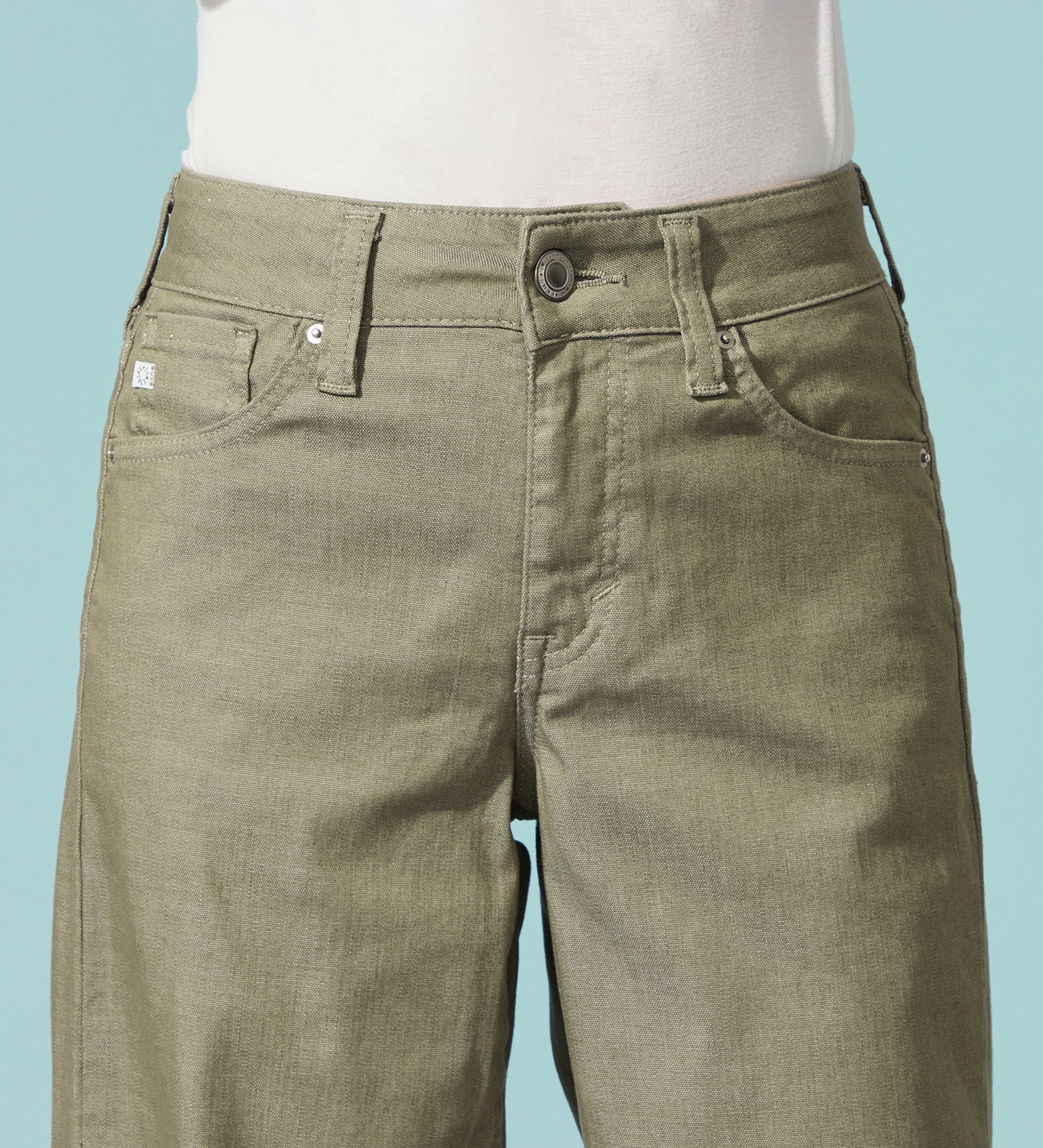 SOMETHING(サムシング)の【百貨店・直営店限定】SOMETHING ete セミワイドデニムパンツ【夏用/COOL/涼/抗菌/防臭/制菌】|パンツ/デニム/ジーンズパンツ/レディース|カーキ