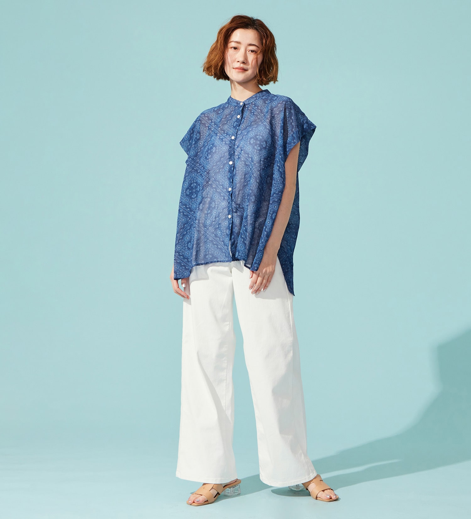 SOMETHING(サムシング)の【百貨店・直営店限定】SOMETHING ete セミワイドデニムパンツ【夏用/COOL/涼/抗菌/防臭/制菌】|パンツ/デニム/ジーンズパンツ/レディース|ホワイト