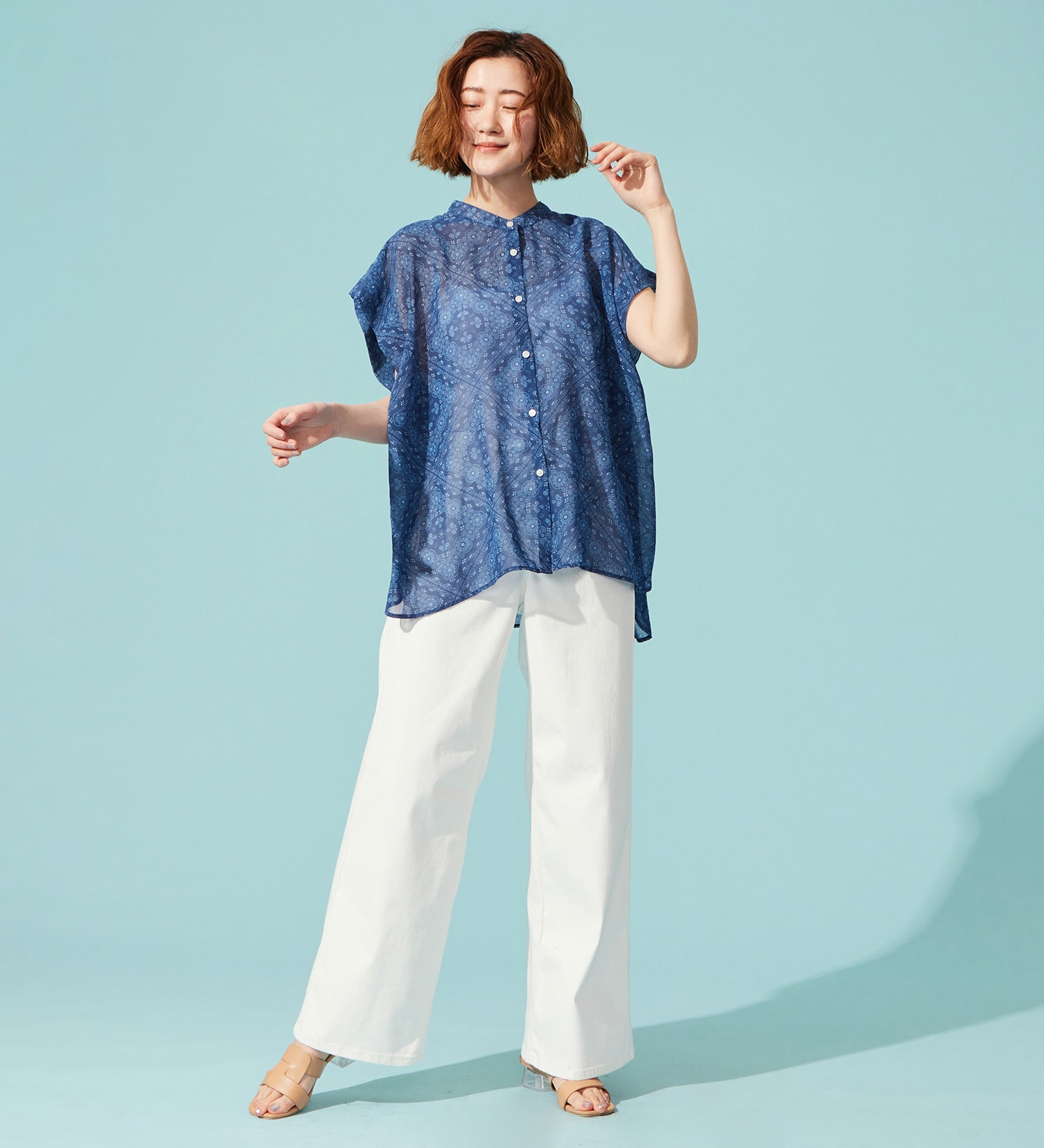 SOMETHING(サムシング)の【百貨店・直営店限定】SOMETHING ete セミワイドデニムパンツ【夏用/COOL/涼/抗菌/防臭/制菌】|パンツ/デニム/ジーンズパンツ/レディース|ホワイト