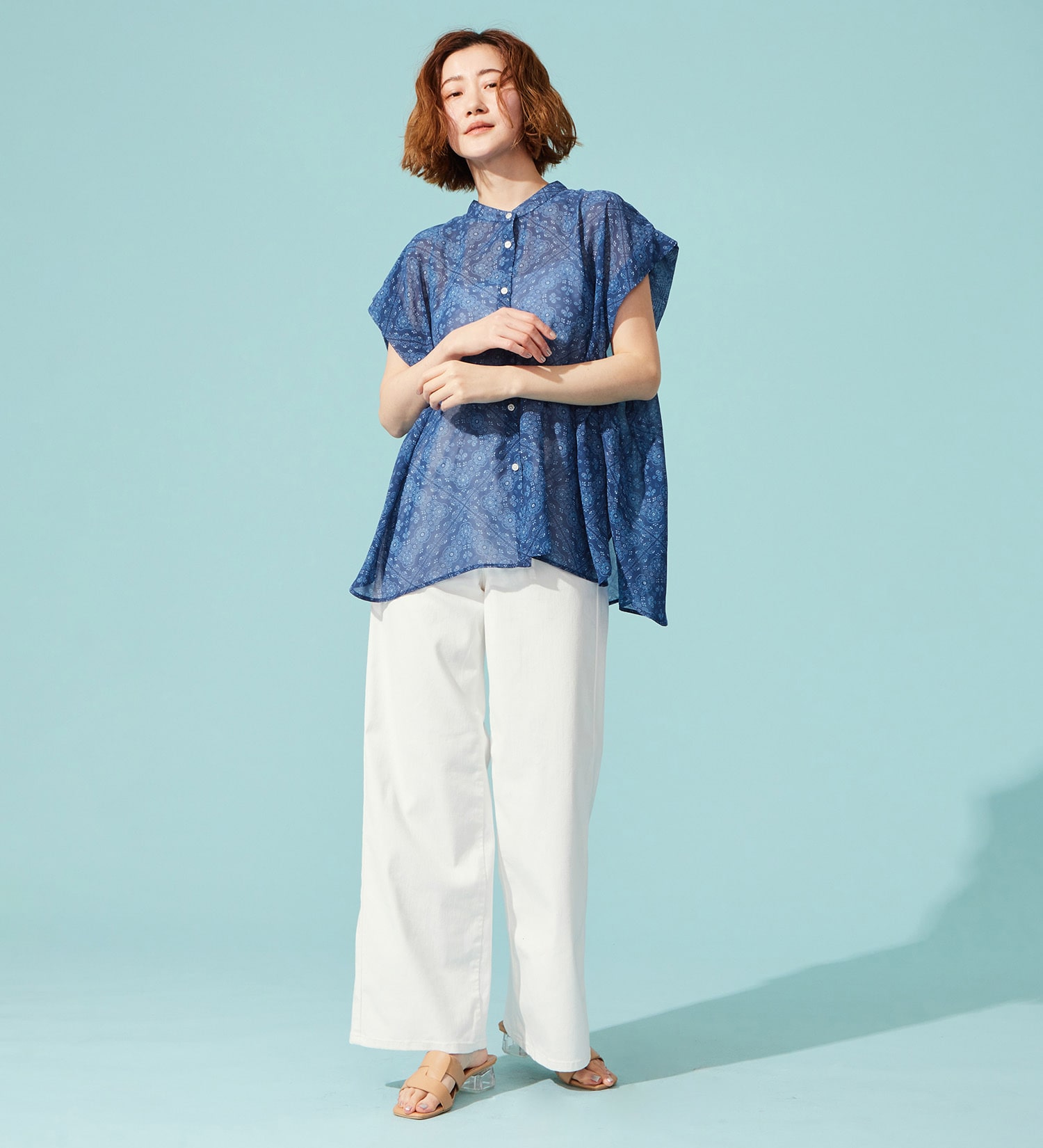 SOMETHING(サムシング)の【百貨店・直営店限定】SOMETHING ete セミワイドデニムパンツ【夏用/COOL/涼/抗菌/防臭/制菌】|パンツ/デニム/ジーンズパンツ/レディース|ホワイト