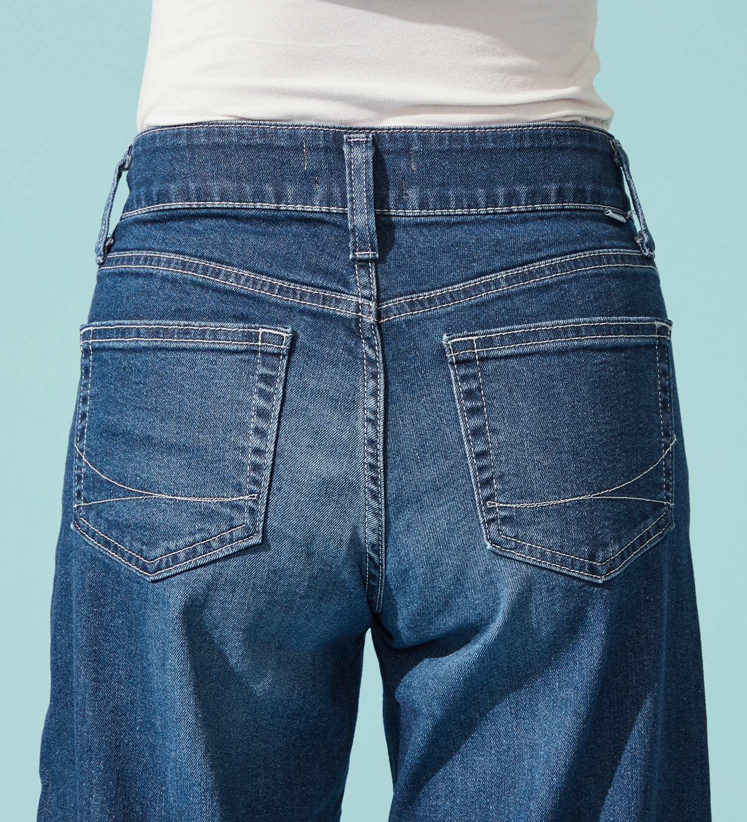 SOMETHING(サムシング)の【百貨店・直営店限定】SOMETHING ete セミワイドデニムパンツ【夏用/COOL/涼/抗菌/防臭/制菌】|パンツ/デニム/ジーンズパンツ/レディース|中色ブルー