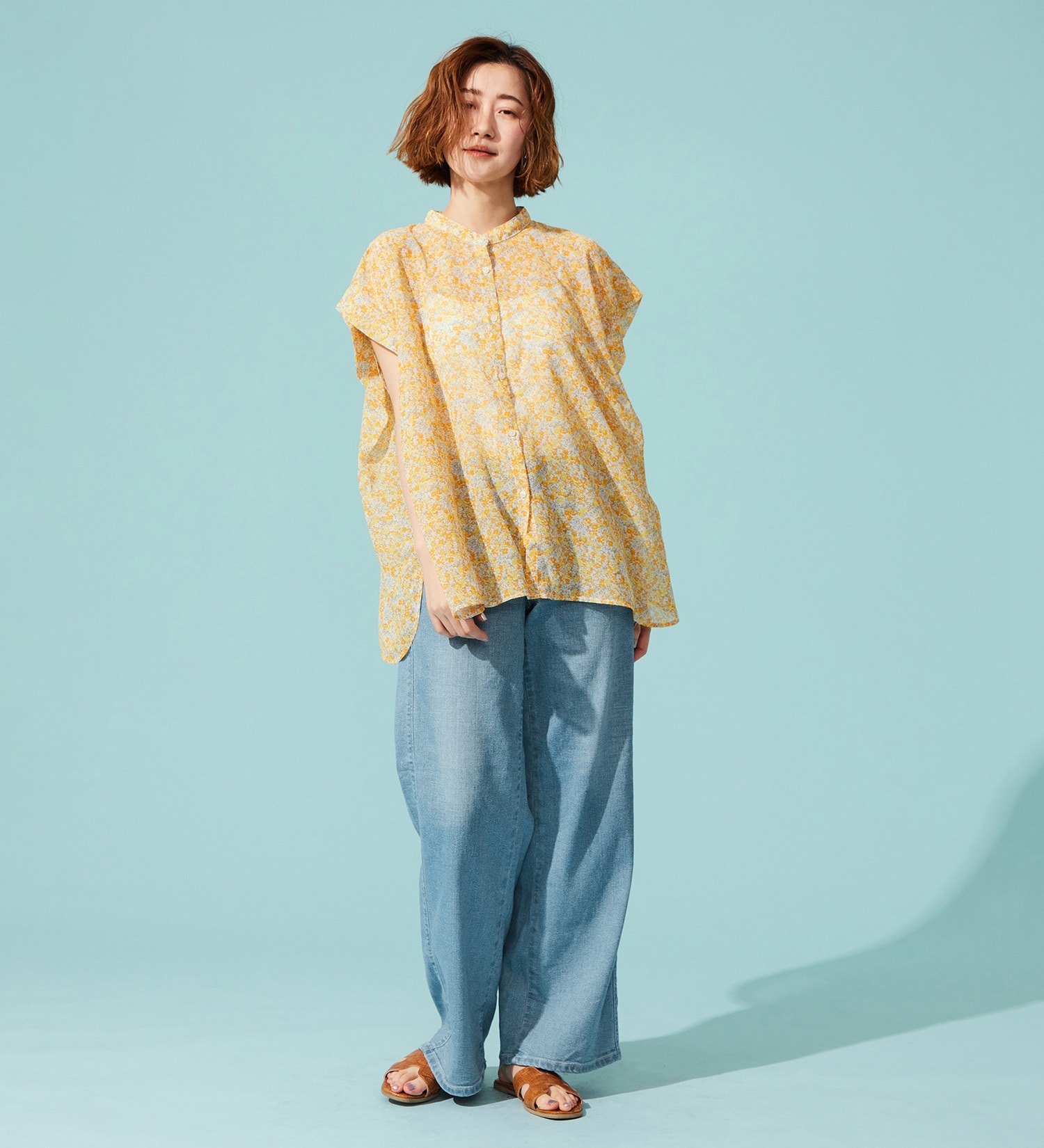 SOMETHING(サムシング)の【百貨店・直営店限定】SOMETHING ete セミワイドデニムパンツ【夏用/COOL/涼/抗菌/防臭/制菌】|パンツ/デニム/ジーンズパンツ/レディース|淡色ブルー