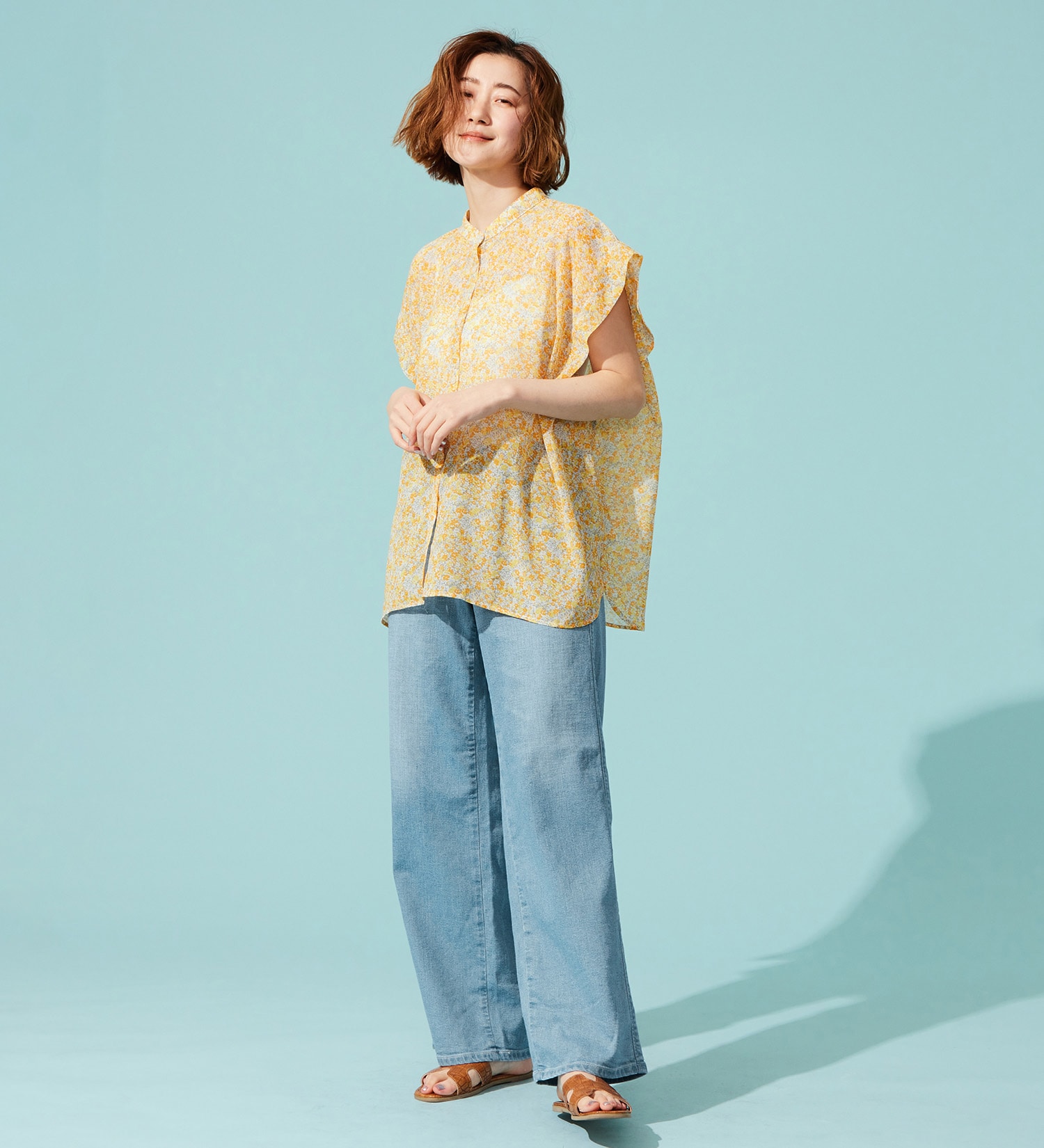 SOMETHING(サムシング)の【百貨店・直営店限定】SOMETHING ete セミワイドデニムパンツ【夏用/COOL/涼/抗菌/防臭/制菌】|パンツ/デニム/ジーンズパンツ/レディース|淡色ブルー