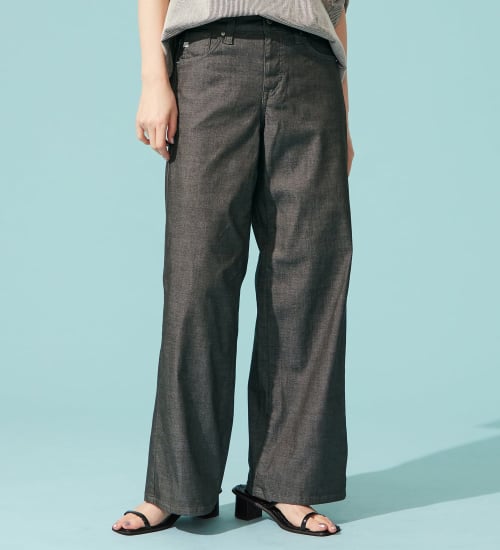 SOMETHING(サムシング)の【百貨店・直営店限定】SOMETHING ete セミワイドデニムパンツ【夏用/COOL/涼/抗菌/防臭/制菌】|パンツ/デニム/ジーンズパンツ/レディース|チャコールグレー