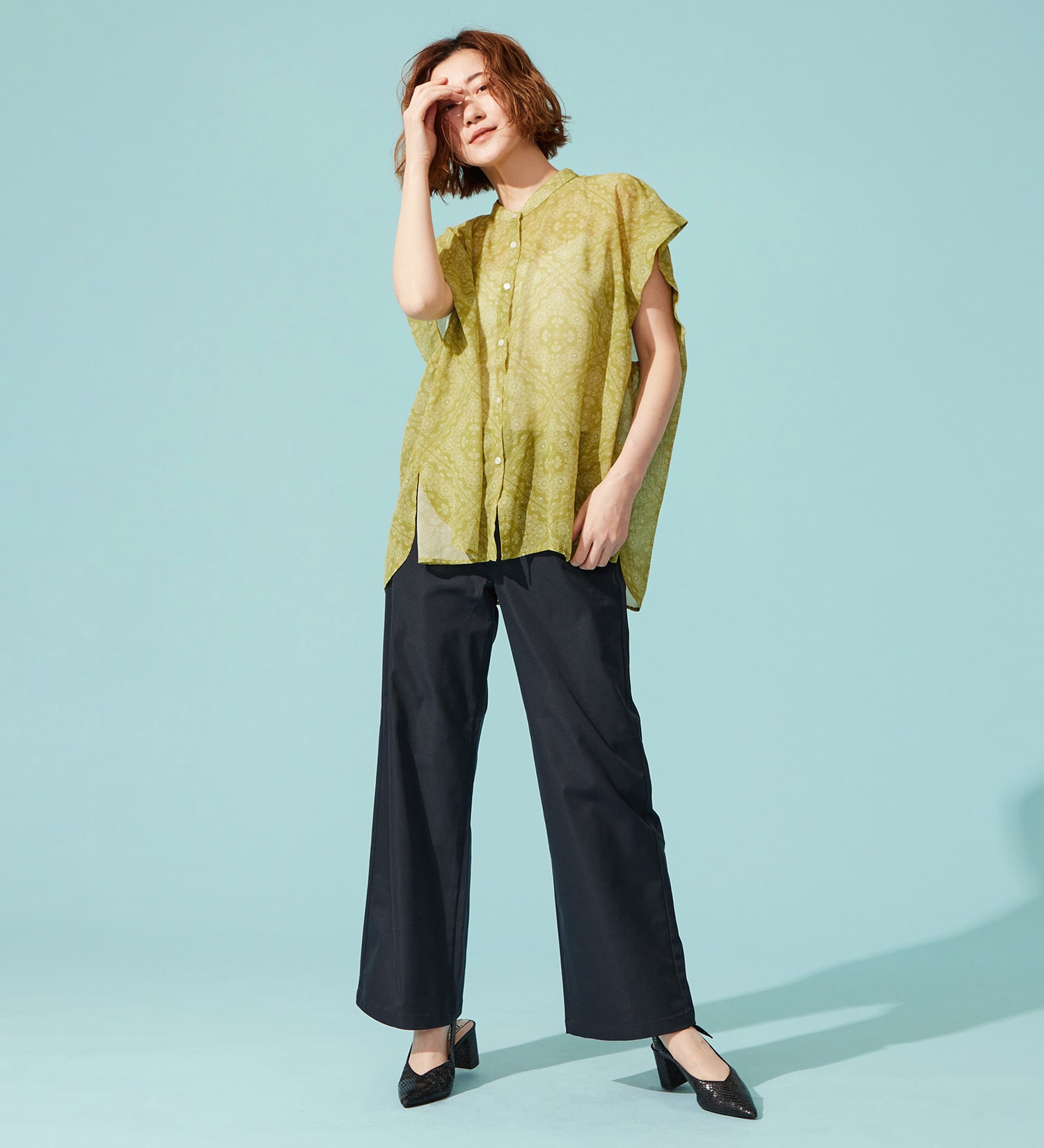 SOMETHING(サムシング)の【百貨店・直営店限定】SOMETHING ete ワイドトラウザーパンツ【夏用/COOL/涼/抗菌/防臭/制菌】|パンツ/パンツ/レディース|ネイビー