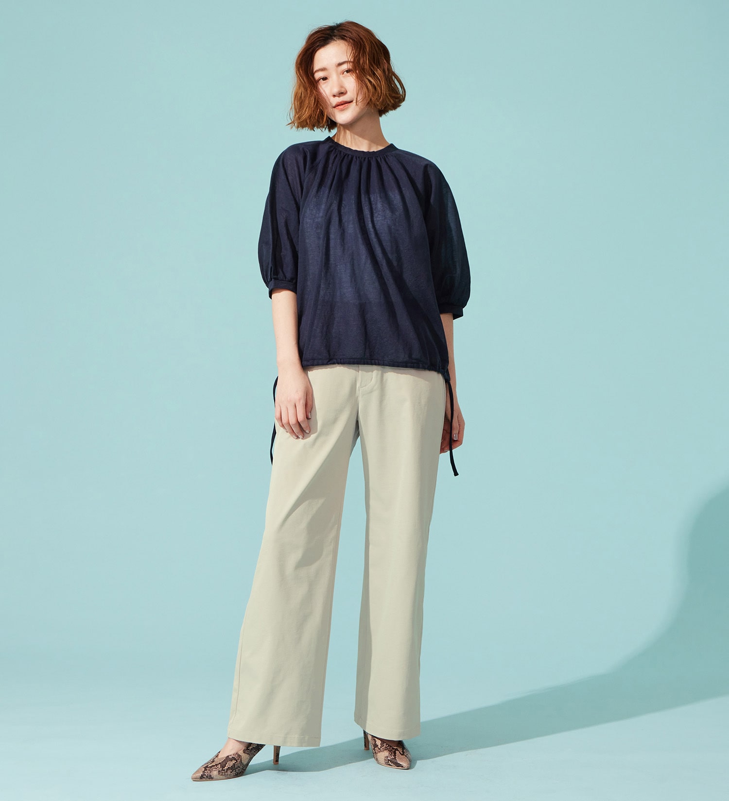 SOMETHING(サムシング)の【百貨店・直営店限定】SOMETHING ete ワイドトラウザーパンツ【夏用/COOL/涼/抗菌/防臭/制菌】|パンツ/パンツ/レディース|サンドベージュ