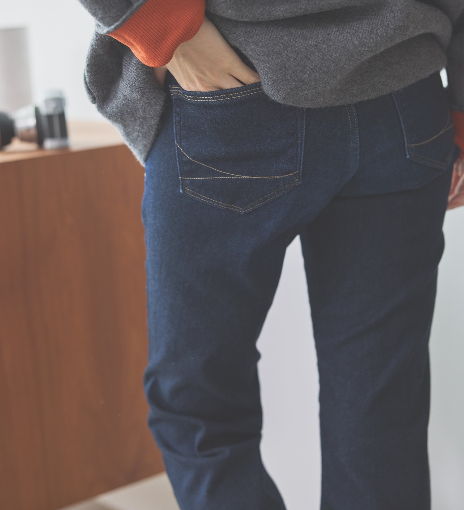 SOMETHING(サムシング)の【百貨店・直営店限定】SOMETHING hiver フレアデニムパンツ【裏起毛】【暖】【冬用】|パンツ/デニム/ジーンズパンツ/レディース|濃色ブルー