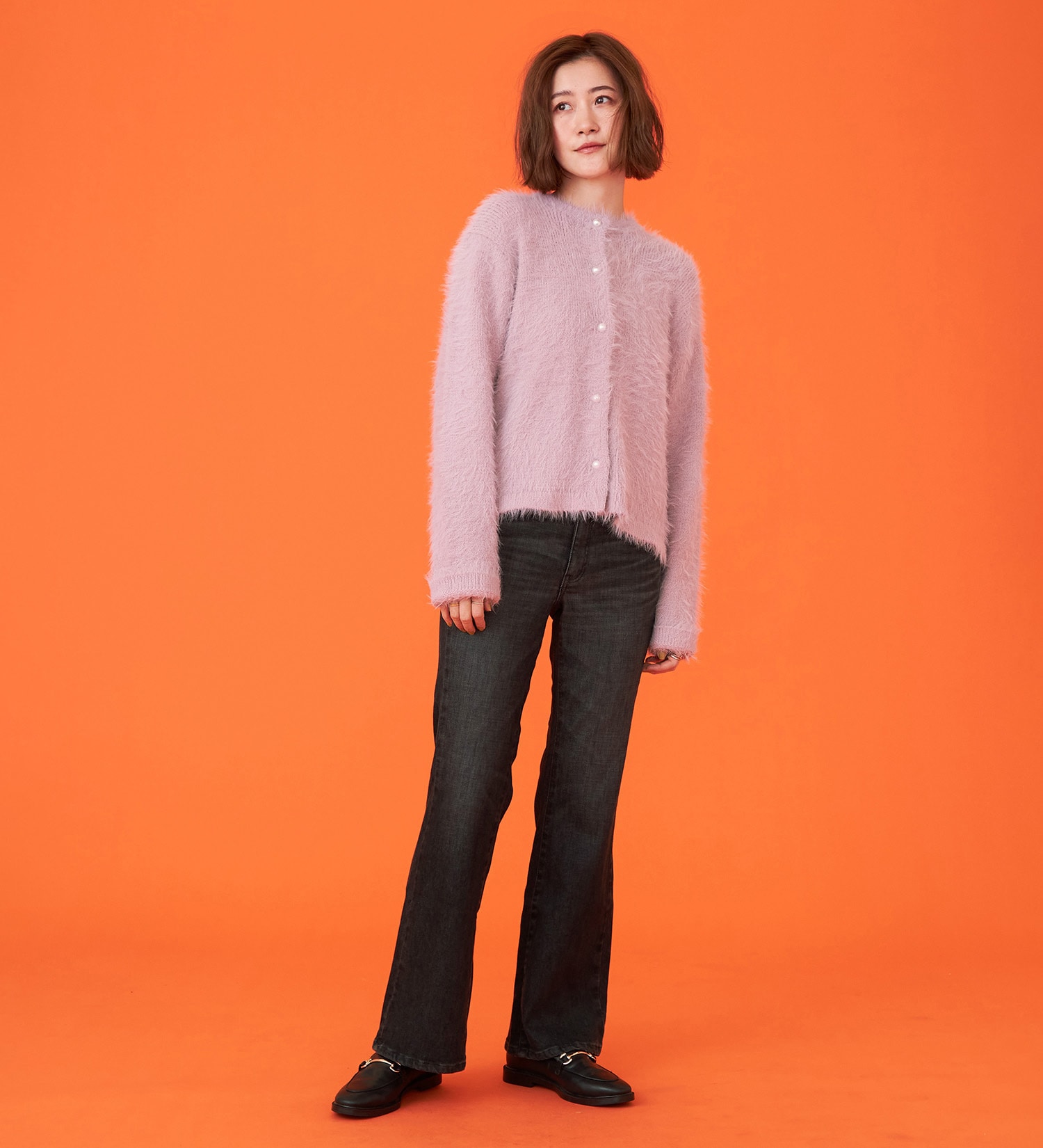 SOMETHING(サムシング)の【百貨店・直営店限定】SOMETHING hiver フレアデニムパンツ【裏起毛】【暖】【冬用】|パンツ/デニム/ジーンズパンツ/レディース|ブラックデニム