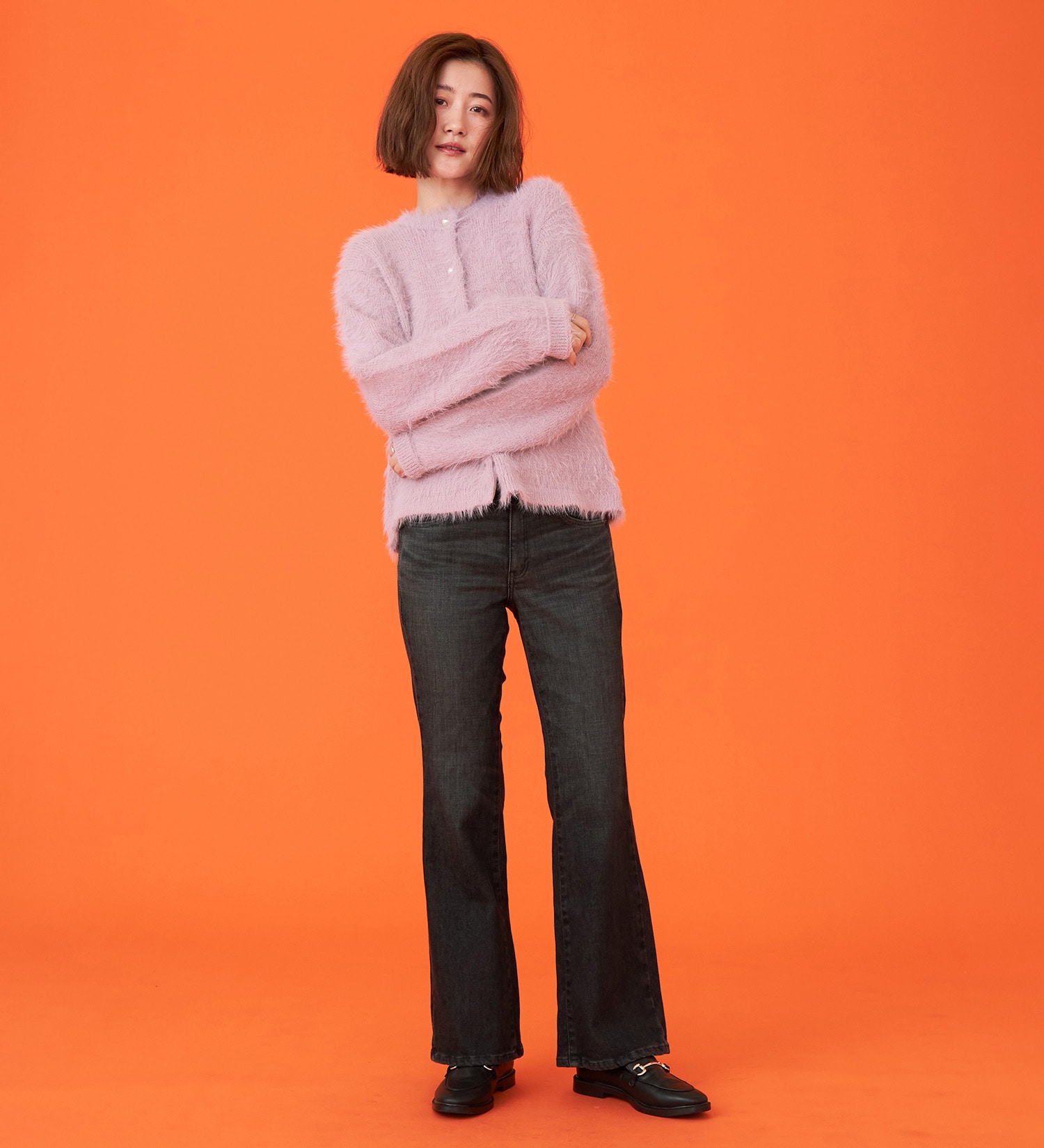 SOMETHING(サムシング)の【百貨店・直営店限定】SOMETHING hiver フレアデニムパンツ【裏起毛】【暖】【冬用】|パンツ/デニム/ジーンズパンツ/レディース|ブラックデニム