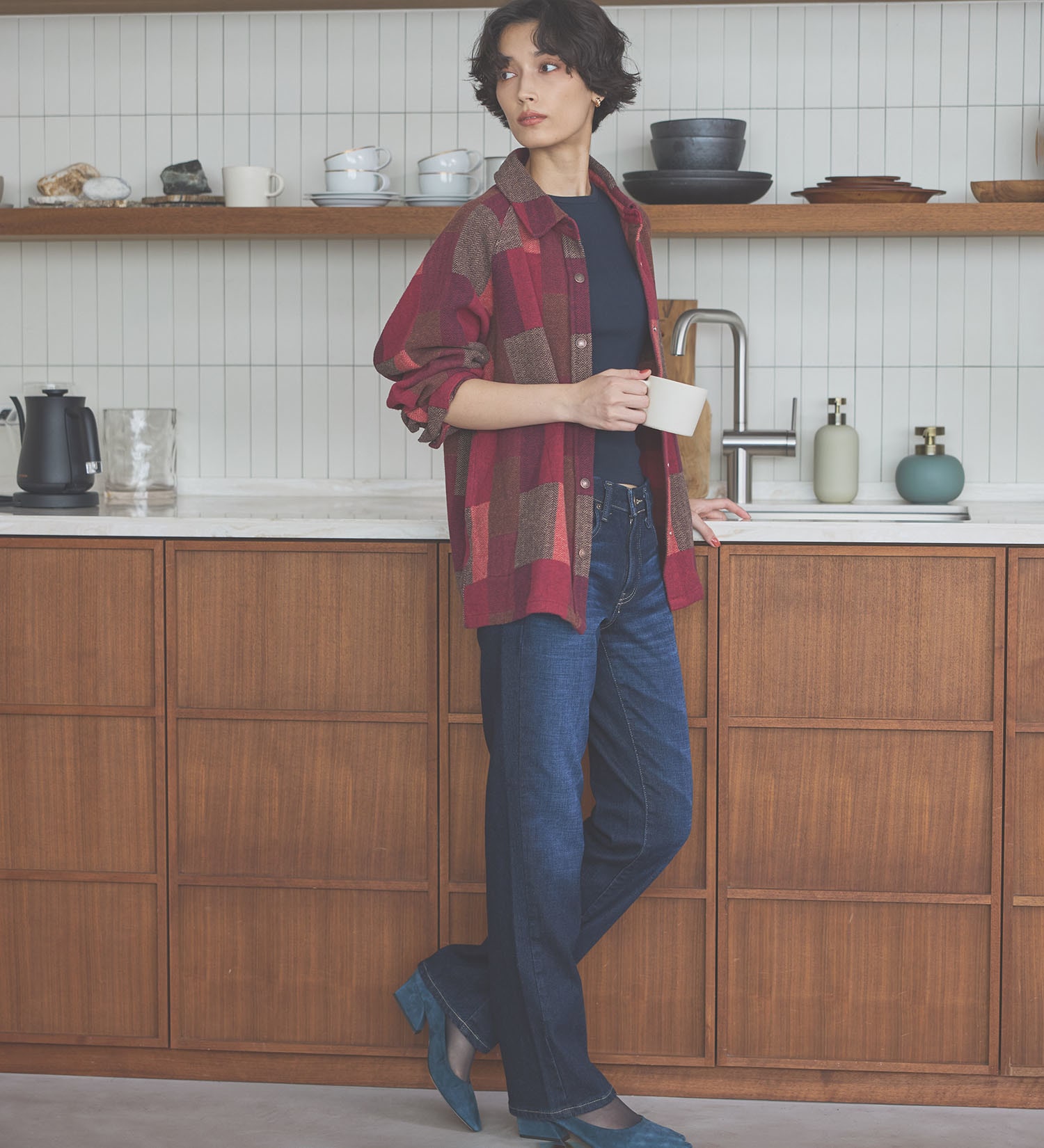 SOMETHING(サムシング)の【百貨店・直営店限定】SOMETHING hiver スタンダードストレートデニムパンツ【裏起毛】【暖】【冬用】|パンツ/デニム/ジーンズパンツ/レディース|濃色ブルー