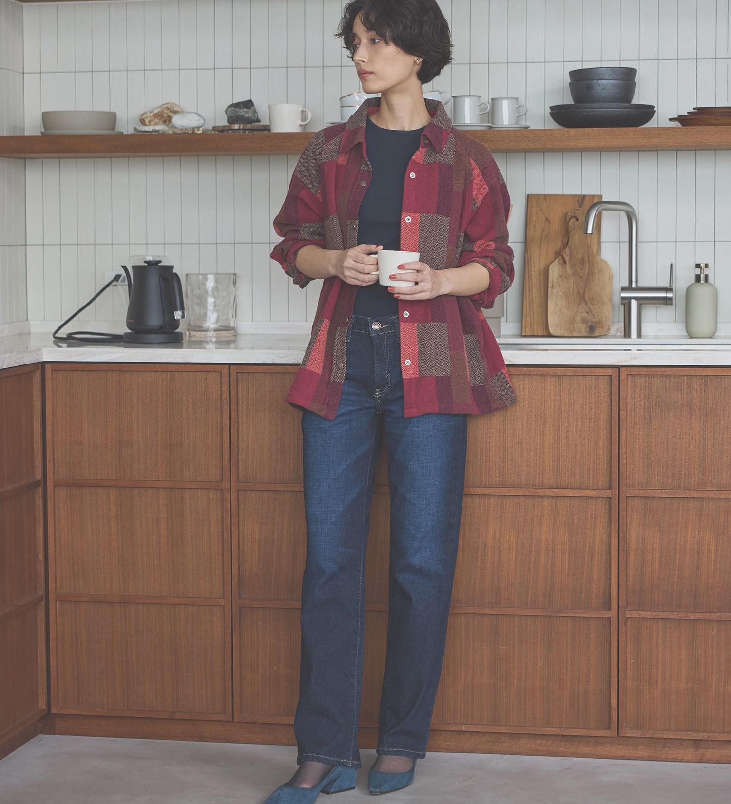 SOMETHING(サムシング)の【百貨店・直営店限定】SOMETHING hiver スタンダードストレートデニムパンツ【裏起毛】【暖】【冬用】|パンツ/デニム/ジーンズパンツ/レディース|濃色ブルー