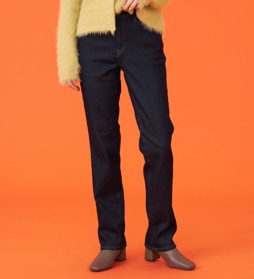 SOMETHING(サムシング)の【百貨店・直営店限定】SOMETHING hiver BODY FIRE 裏起毛 ストレートデニムパンツ【暖】|パンツ/パンツ/レディース|インディゴブルー