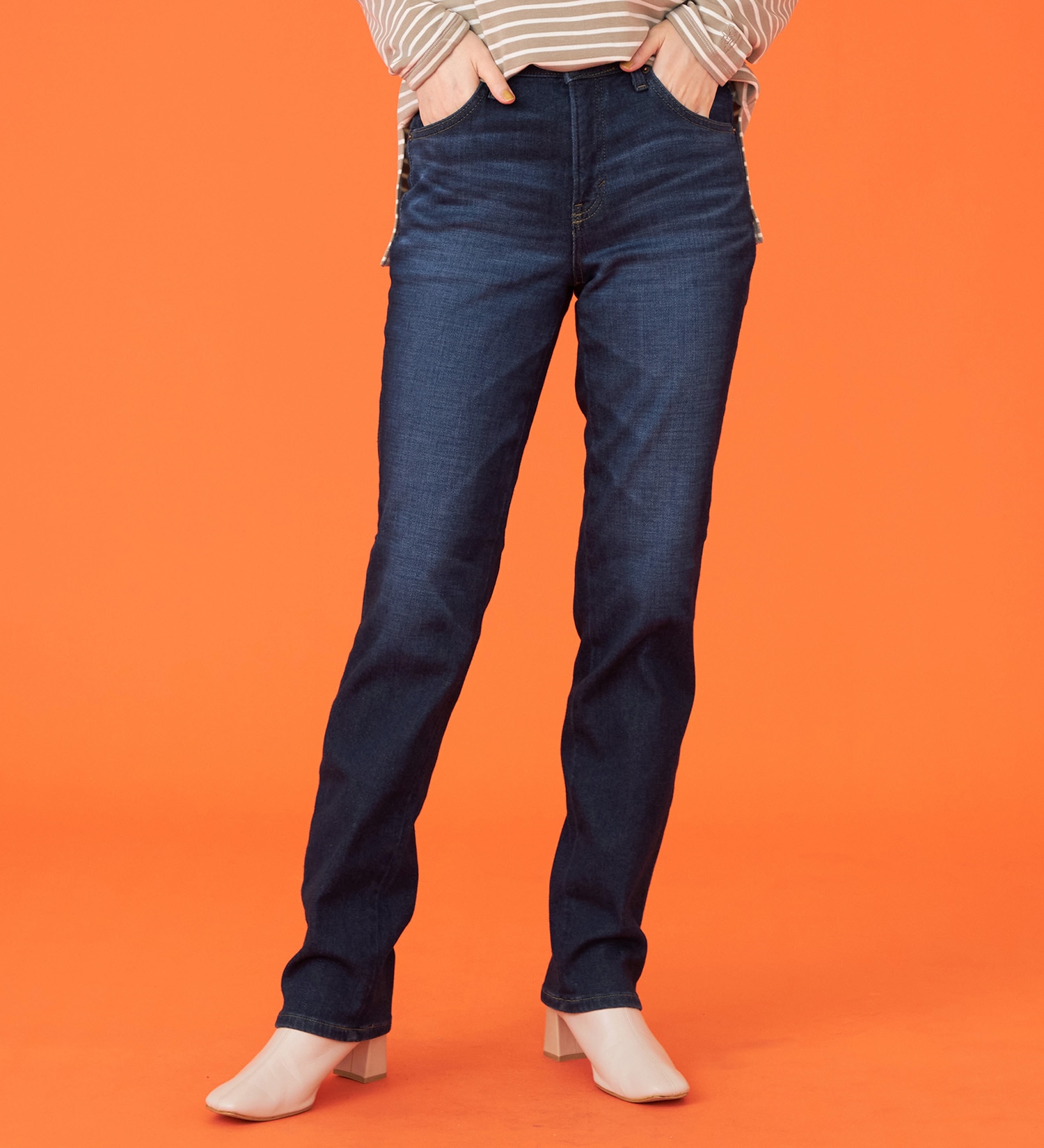 SOMETHING(サムシング)の【百貨店・直営店限定】SOMETHING hiver BODY FIRE 裏起毛 ストレートデニムパンツ【暖】|パンツ/パンツ/レディース|濃色ブルー