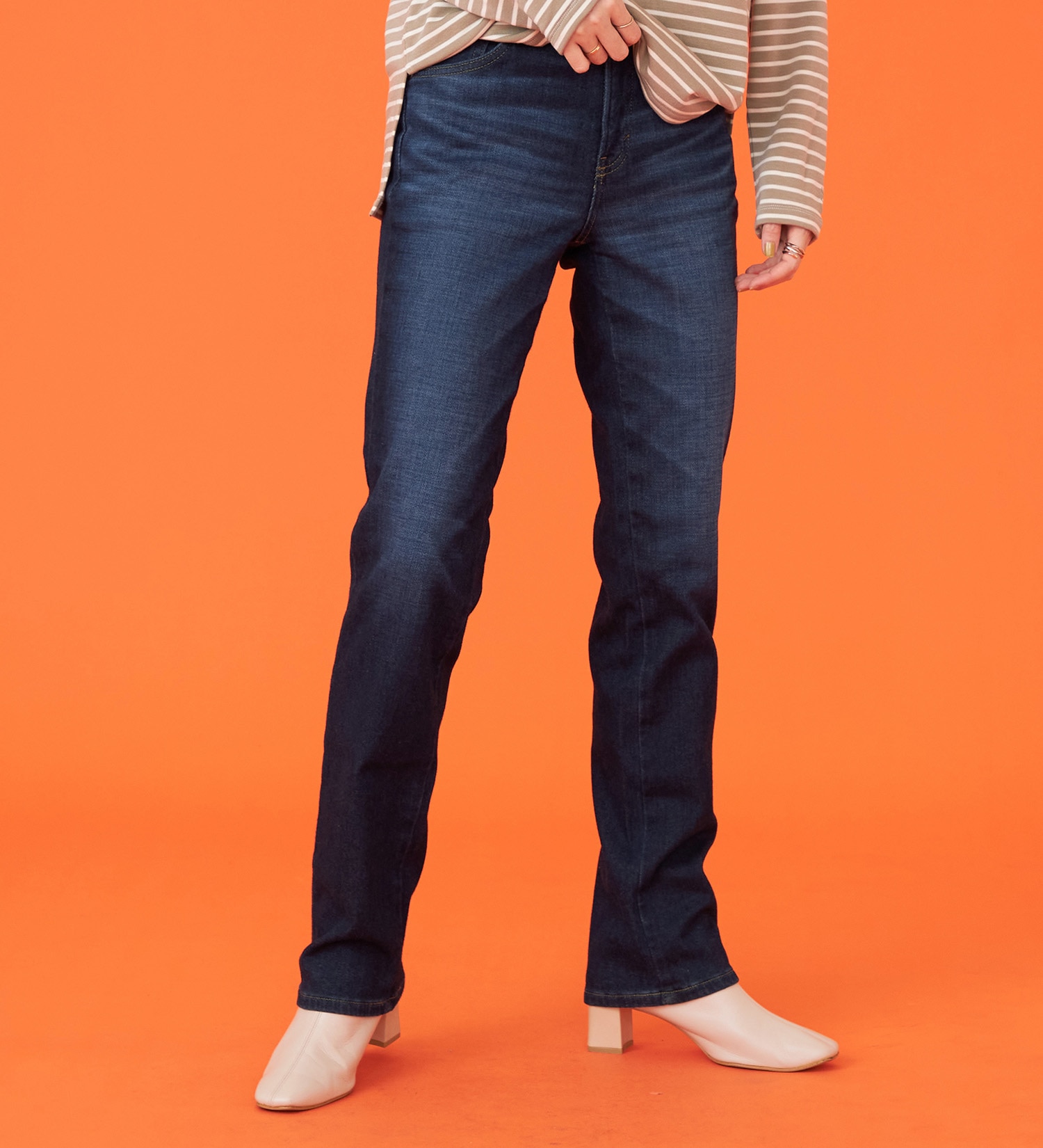 SOMETHING(サムシング)の【百貨店・直営店限定】SOMETHING hiver BODY FIRE 裏起毛 ストレートデニムパンツ【暖】|パンツ/パンツ/レディース|濃色ブルー
