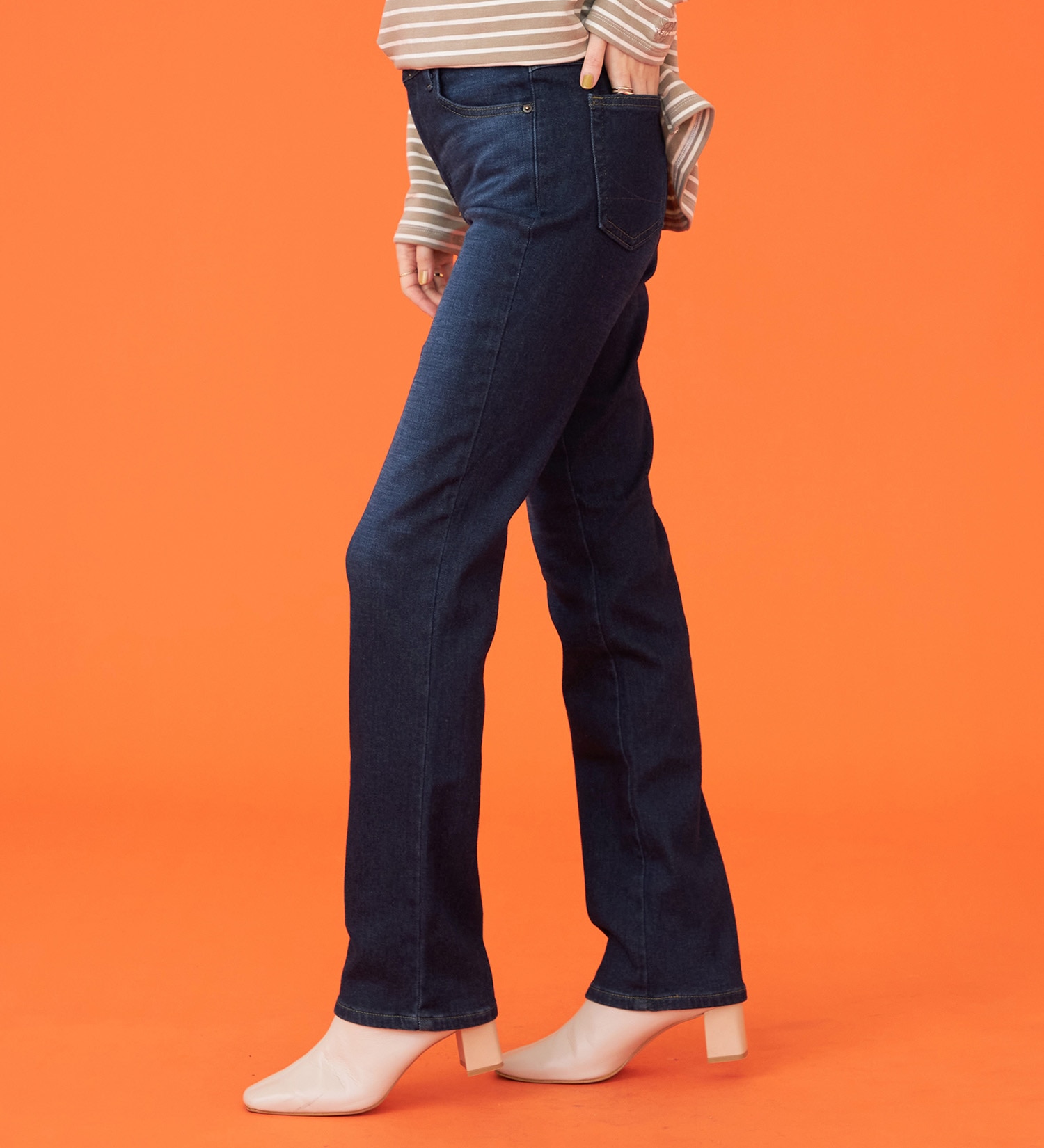 SOMETHING(サムシング)の【百貨店・直営店限定】SOMETHING hiver BODY FIRE 裏起毛 ストレートデニムパンツ【暖】|パンツ/パンツ/レディース|濃色ブルー