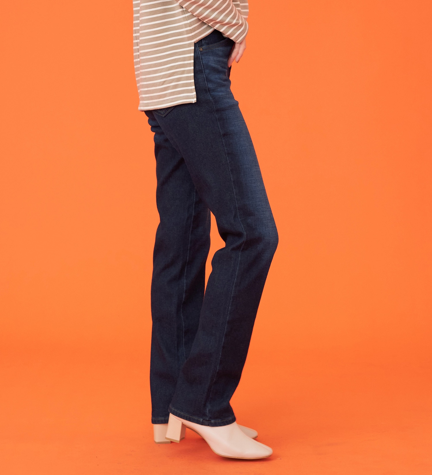 SOMETHING(サムシング)の【百貨店・直営店限定】SOMETHING hiver BODY FIRE 裏起毛 ストレートデニムパンツ【暖】|パンツ/パンツ/レディース|濃色ブルー