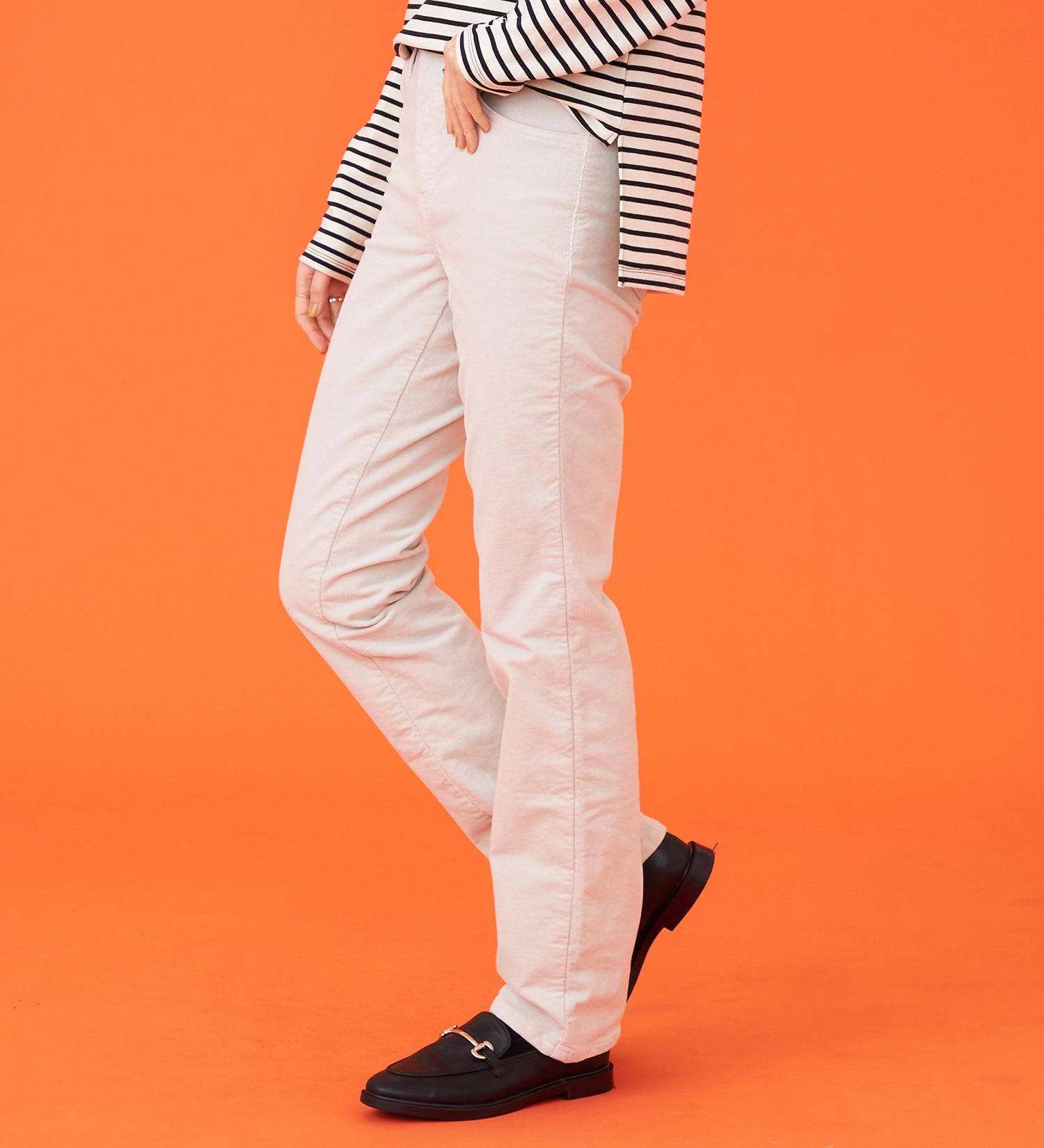 SOMETHING(サムシング)の【百貨店・直営店限定】SOMETHING hiver BODY FIRE 裏起毛 コーデュロイ ストレートデニムパンツ【暖】|パンツ/パンツ/レディース|サンドベージュ