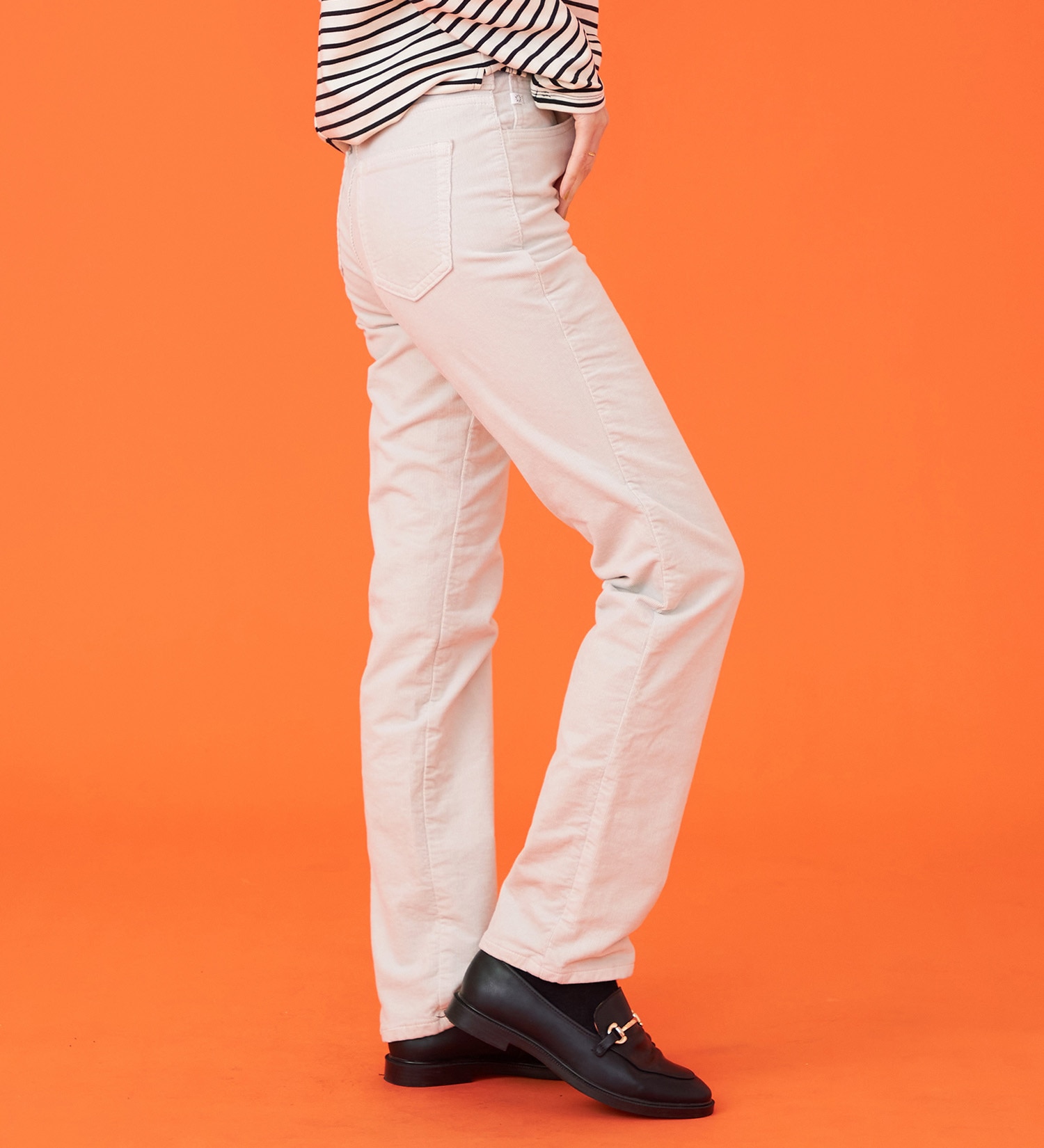 SOMETHING(サムシング)の【百貨店・直営店限定】SOMETHING hiver BODY FIRE 裏起毛 コーデュロイ ストレートデニムパンツ【暖】|パンツ/パンツ/レディース|サンドベージュ