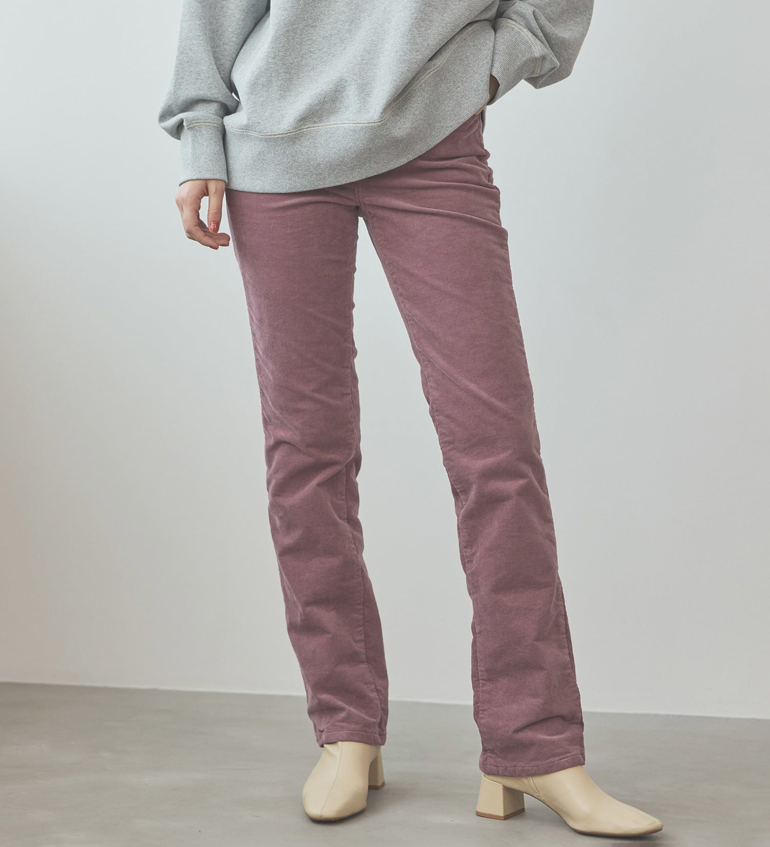 SOMETHING(サムシング)の【百貨店・直営店限定】SOMETHING hiver BODY FIRE 裏起毛 コーデュロイ ストレートデニムパンツ【暖】|パンツ/パンツ/レディース|ピンク
