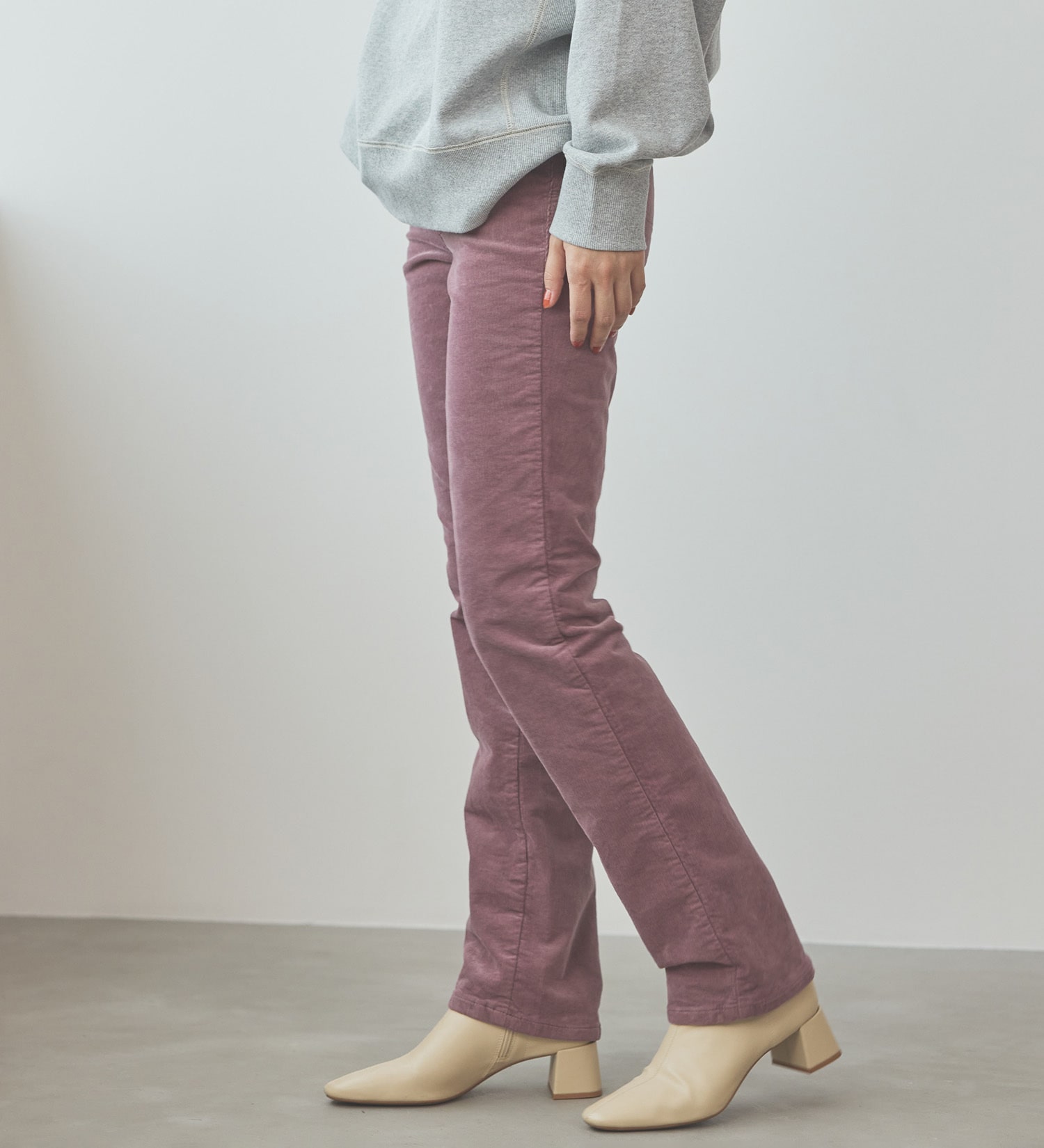 SOMETHING(サムシング)の【百貨店・直営店限定】SOMETHING hiver BODY FIRE 裏起毛 コーデュロイ ストレートデニムパンツ【暖】|パンツ/パンツ/レディース|ピンク