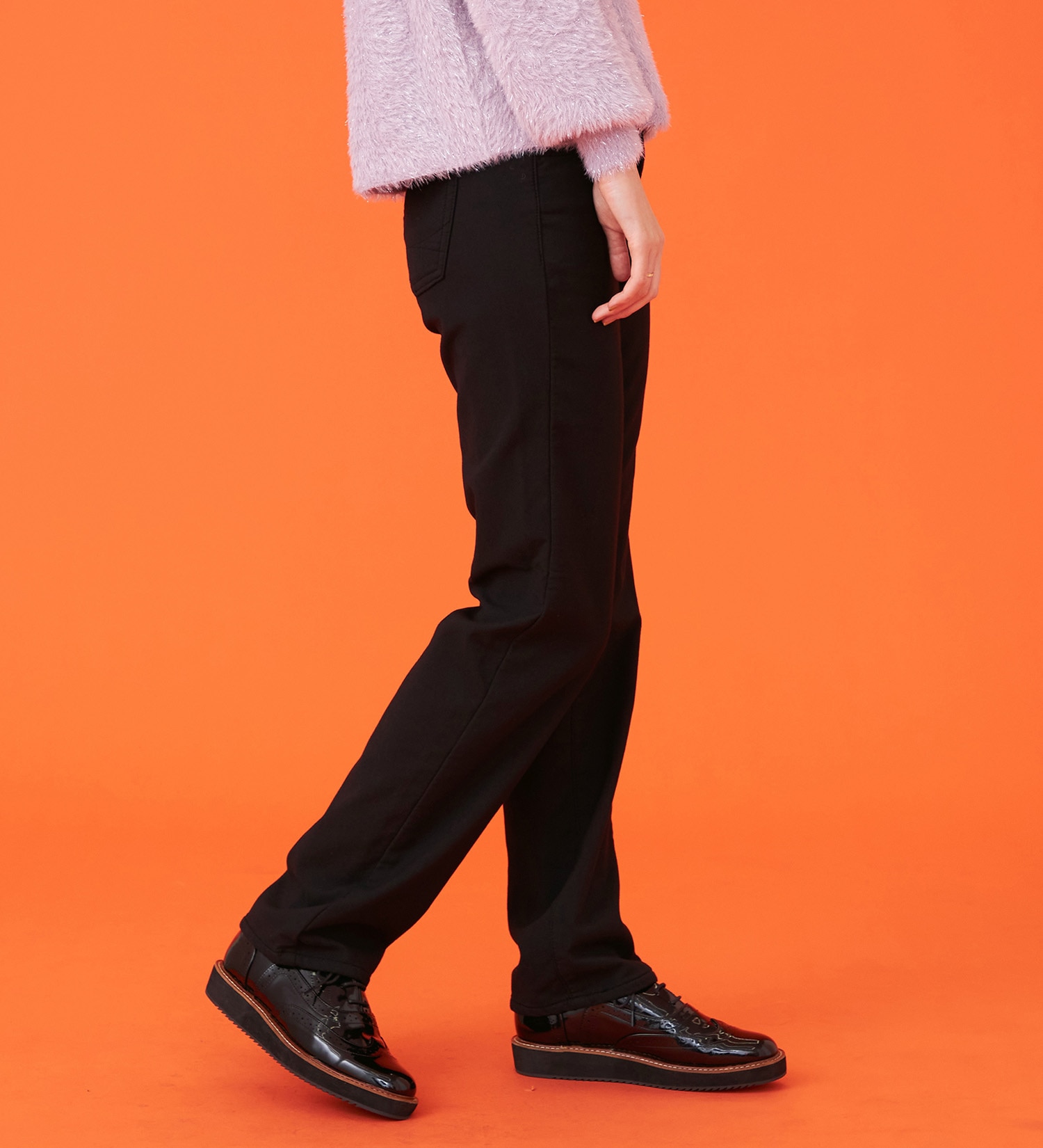 SOMETHING(サムシング)の【百貨店・直営店限定】SOMETHING hiver BODY FIRE 裏別珍 ストレートパンツ【暖】|パンツ/パンツ/レディース|ブラック