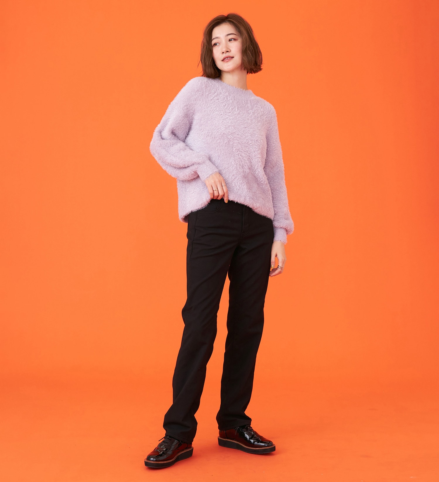 SOMETHING(サムシング)の【百貨店・直営店限定】SOMETHING hiver BODY FIRE 裏別珍 ストレートパンツ【暖】|パンツ/パンツ/レディース|ブラック