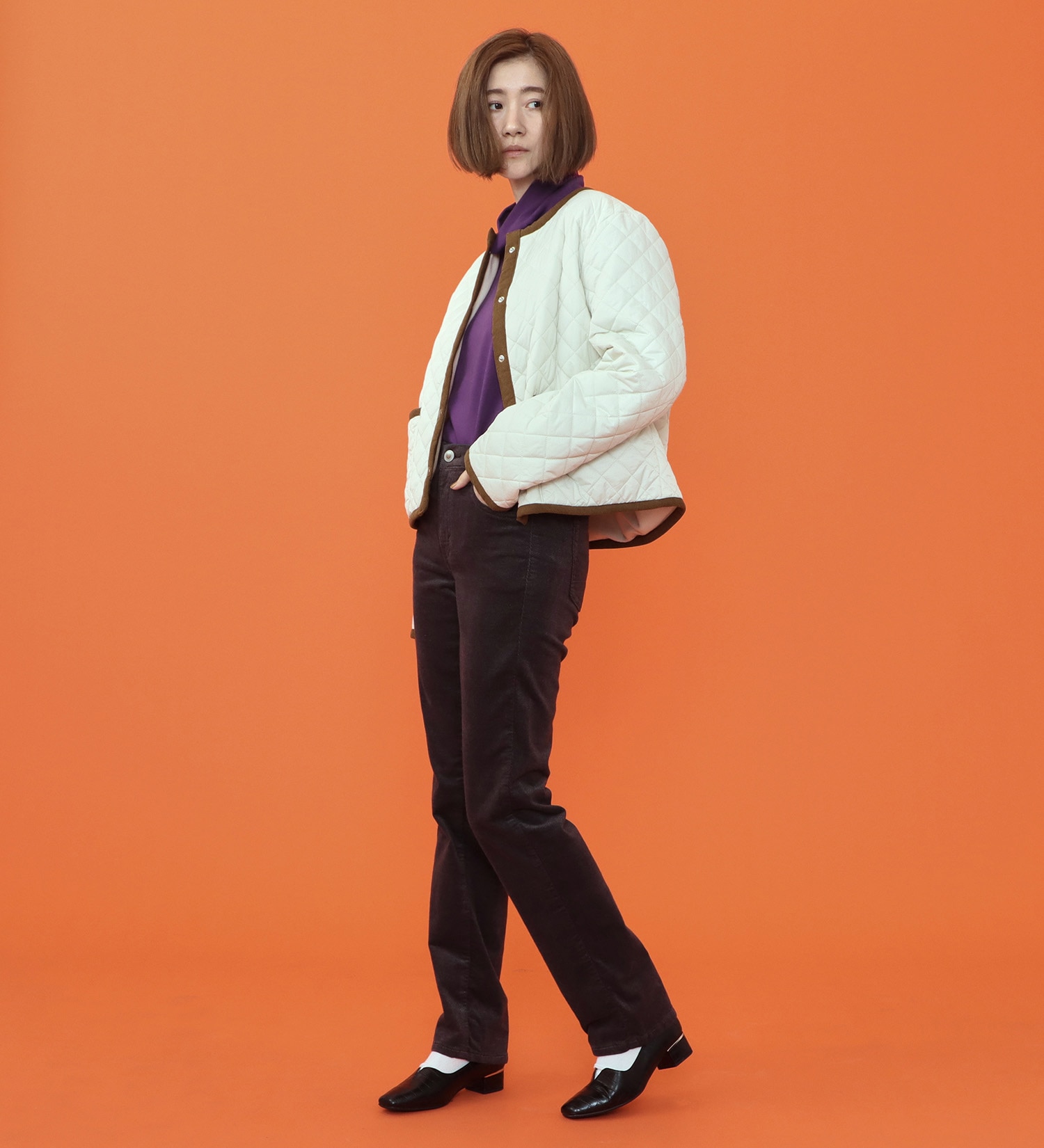 SOMETHING(サムシング)の【試着対象】【百貨店・直営店限定】SOMETHING hiverストレートパンツ【ベルベット】【暖】|パンツ/パンツ/レディース|チャコールグレー