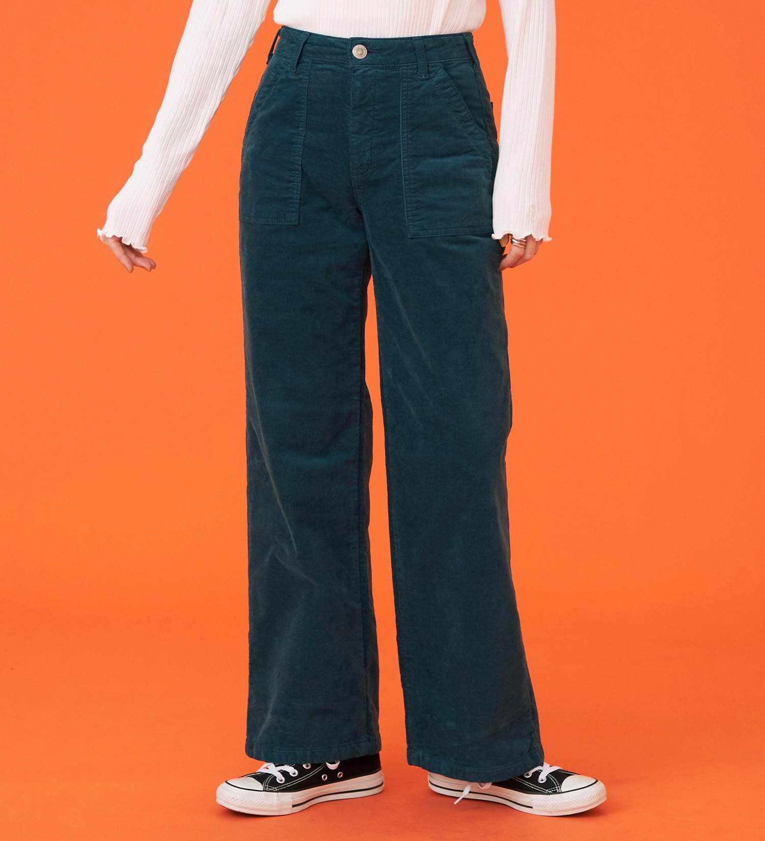 SOMETHING(サムシング)の【百貨店・直営店限定】SOMETHING hiver ベイカーワイドパンツ【コーデュロイ】【暖】【冬用】|パンツ/デニム/ジーンズパンツ/レディース|ブルーグリーン