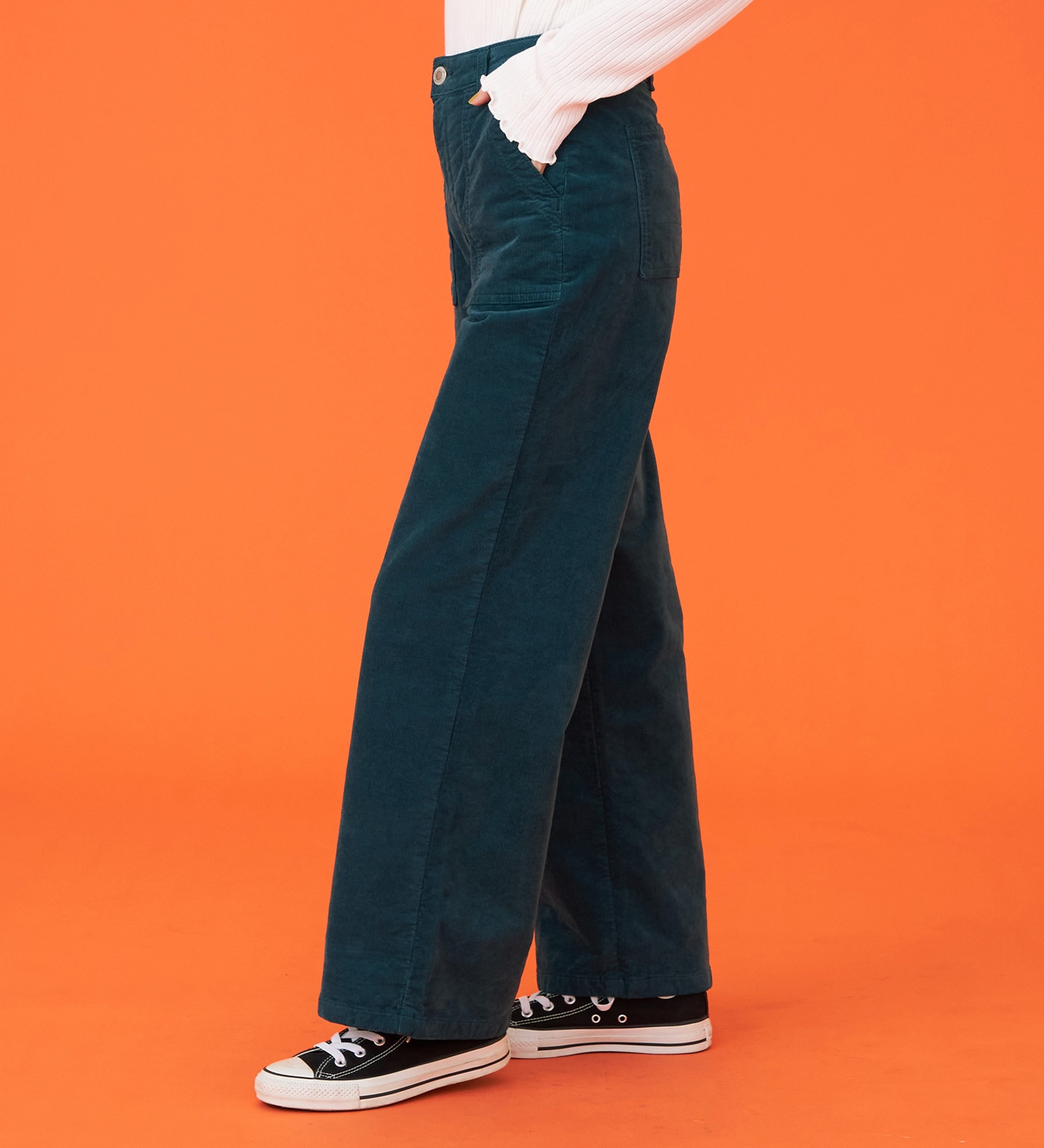 SOMETHING(サムシング)の【百貨店・直営店限定】SOMETHING hiver ベイカーワイドパンツ【コーデュロイ】【暖】【冬用】|パンツ/デニム/ジーンズパンツ/レディース|ブルーグリーン