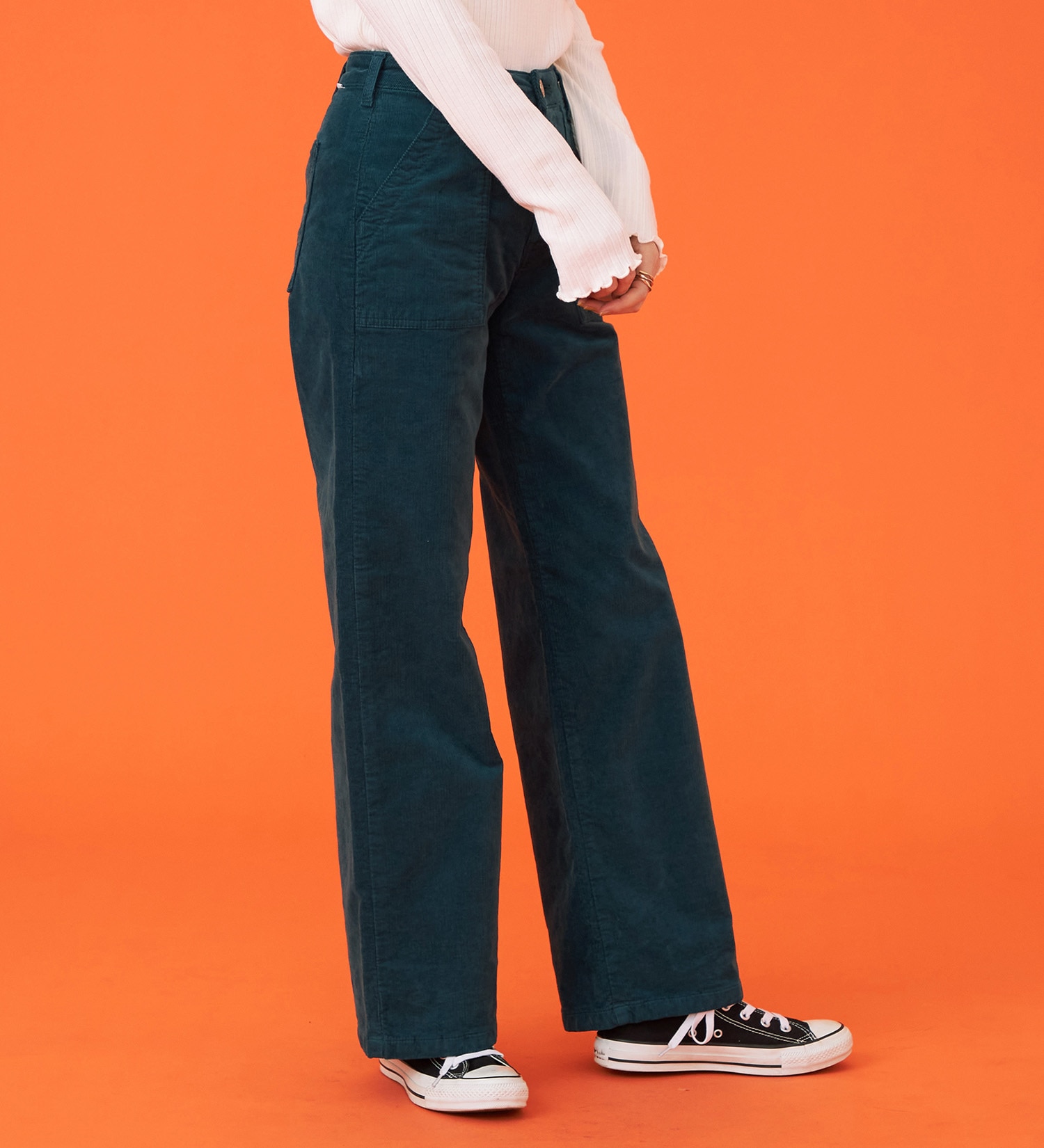 SOMETHING(サムシング)の【百貨店・直営店限定】SOMETHING hiver ベイカーワイドパンツ【コーデュロイ】【暖】【冬用】|パンツ/デニム/ジーンズパンツ/レディース|ブルーグリーン
