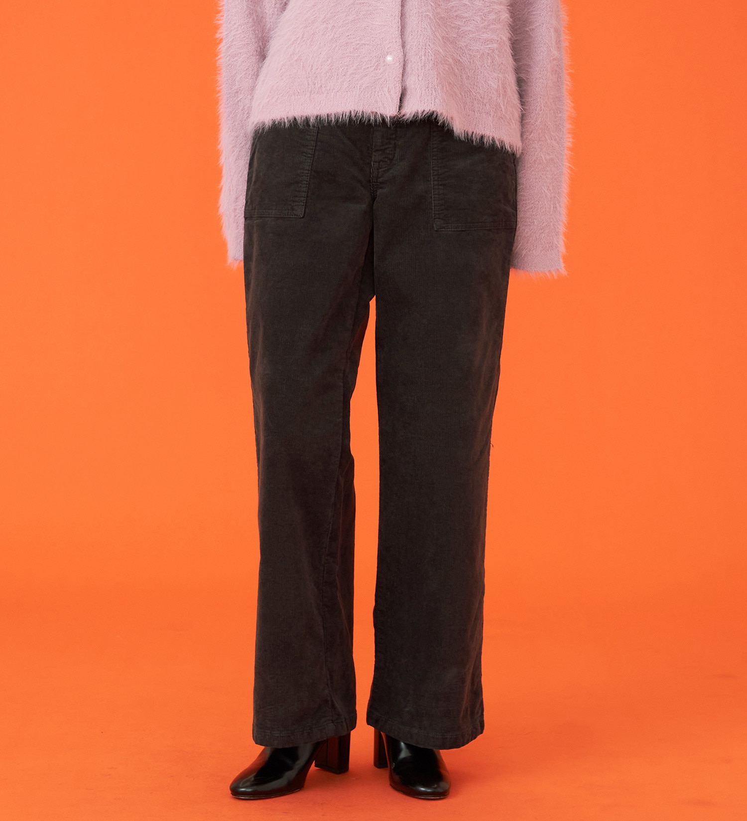 SOMETHING(サムシング)の【百貨店・直営店限定】SOMETHING hiver ベイカーワイドパンツ【コーデュロイ】【暖】【冬用】|パンツ/デニム/ジーンズパンツ/レディース|チャコールグレー