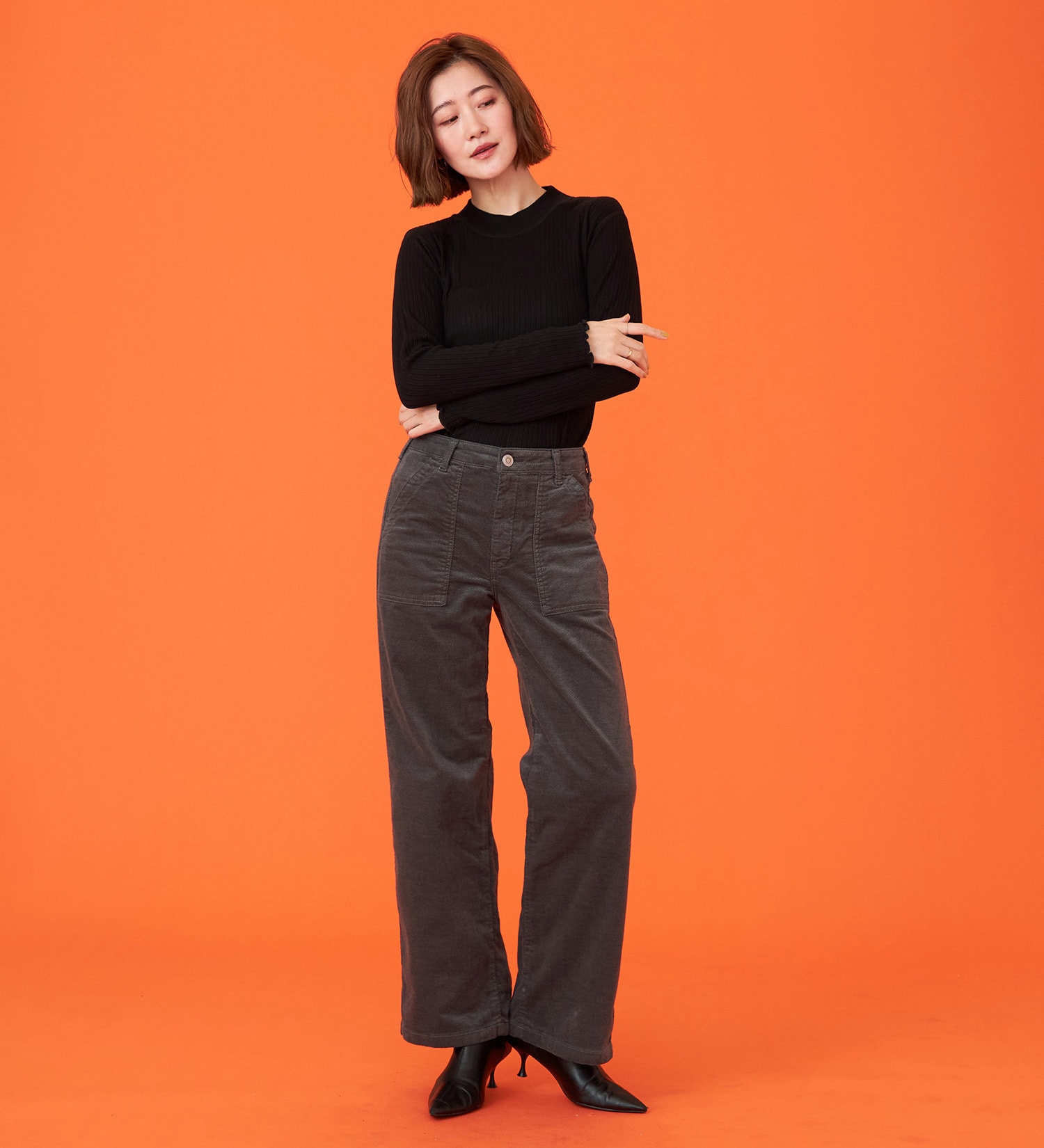 SOMETHING(サムシング)の【百貨店・直営店限定】SOMETHING hiver ベイカーワイドパンツ【暖】【冬用】|パンツ/デニム/ジーンズパンツ/レディース|チャコール