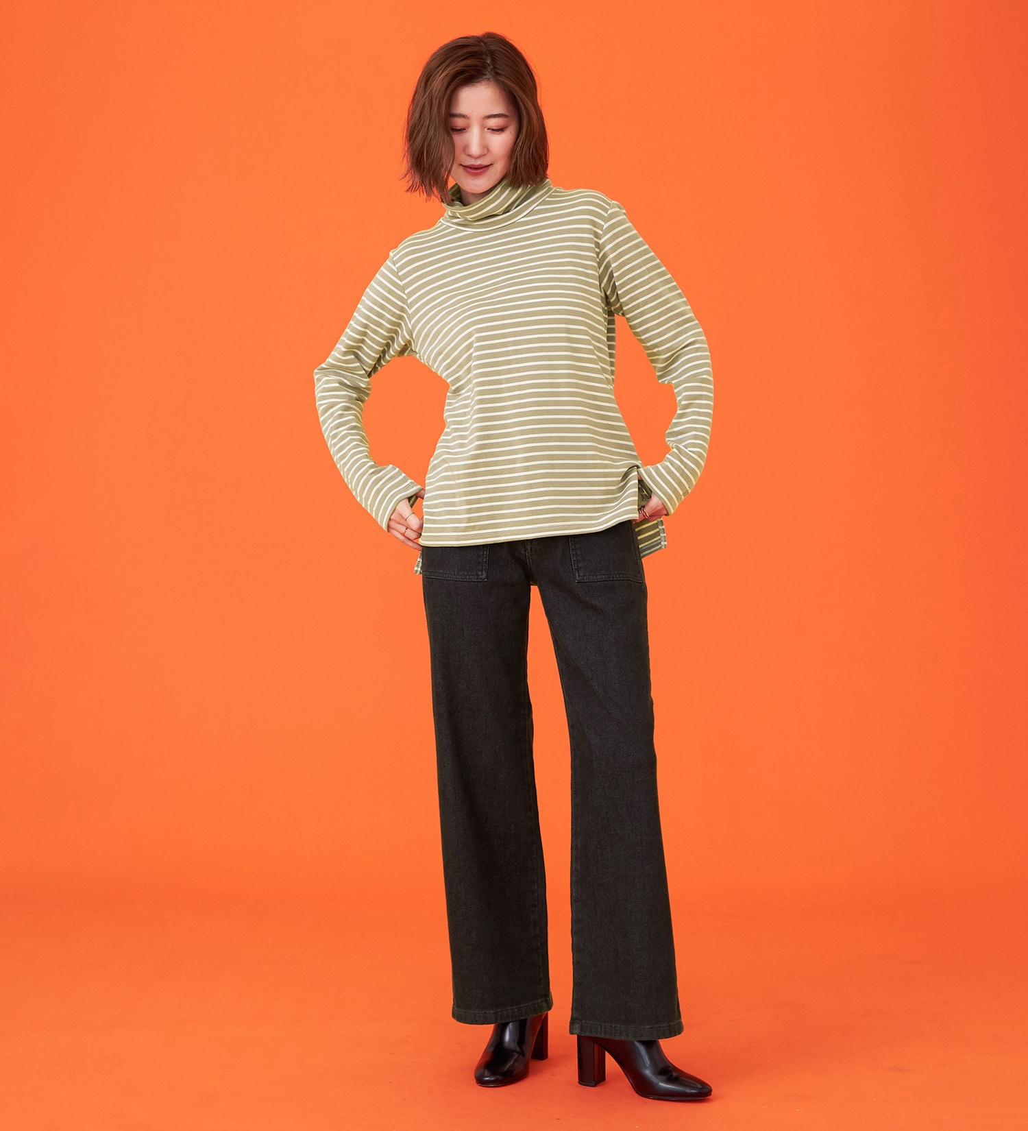 SOMETHING(サムシング)の【百貨店・直営店限定】SOMETHING hiver ベイカーワイドデニムパンツ【裏起毛】【暖】【冬用】|パンツ/パンツ/レディース|ブラックデニム