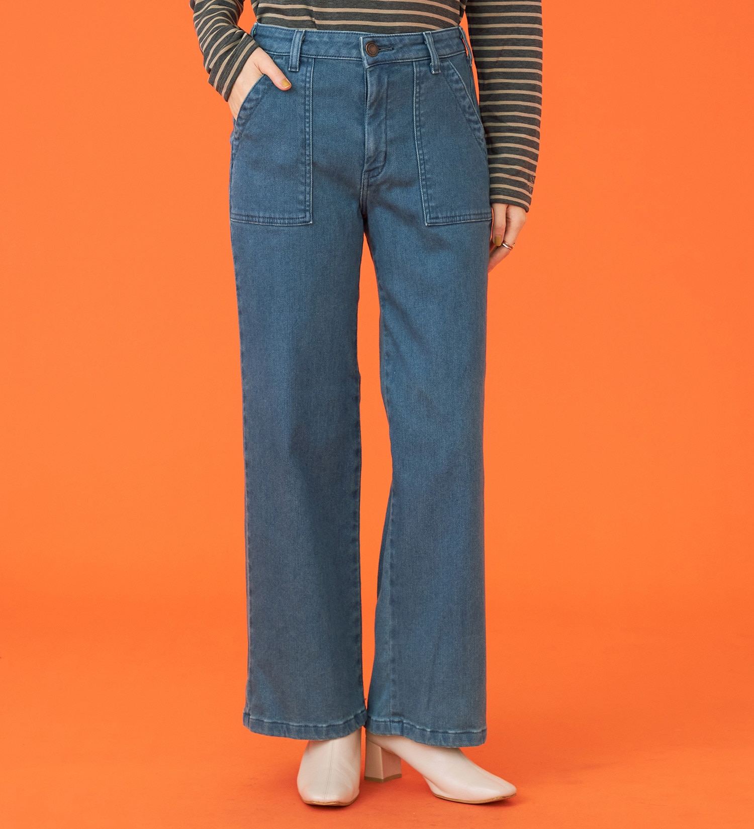 SOMETHING(サムシング)の【試着対象】【百貨店・直営店限定】SOMETHING hiver ベイカーワイドデニムパンツ【裏起毛】【暖】【冬用】|パンツ/デニム/ジーンズパンツ/レディース|ブルー系その他