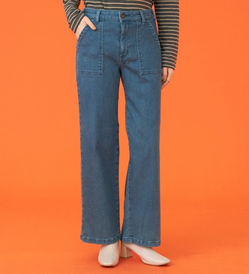 SOMETHING(サムシング)の【試着対象】【百貨店・直営店限定】SOMETHING hiver ベイカーワイドデニムパンツ【裏起毛】【暖】【冬用】|パンツ/デニム/ジーンズパンツ/レディース|ブルー系その他