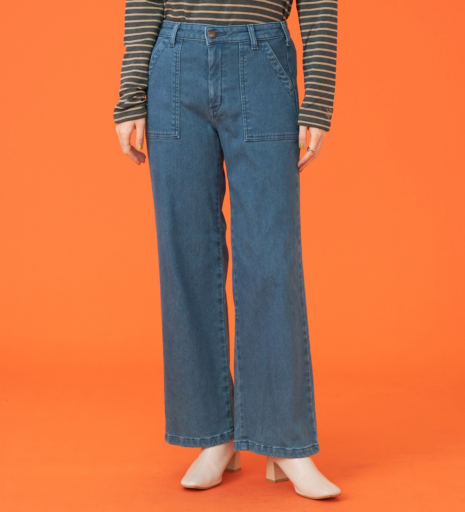 SOMETHING(サムシング)の【試着対象】【百貨店・直営店限定】SOMETHING hiver ベイカーワイドデニムパンツ【裏起毛】【暖】【冬用】|パンツ/デニム/ジーンズパンツ/レディース|ブルー系その他