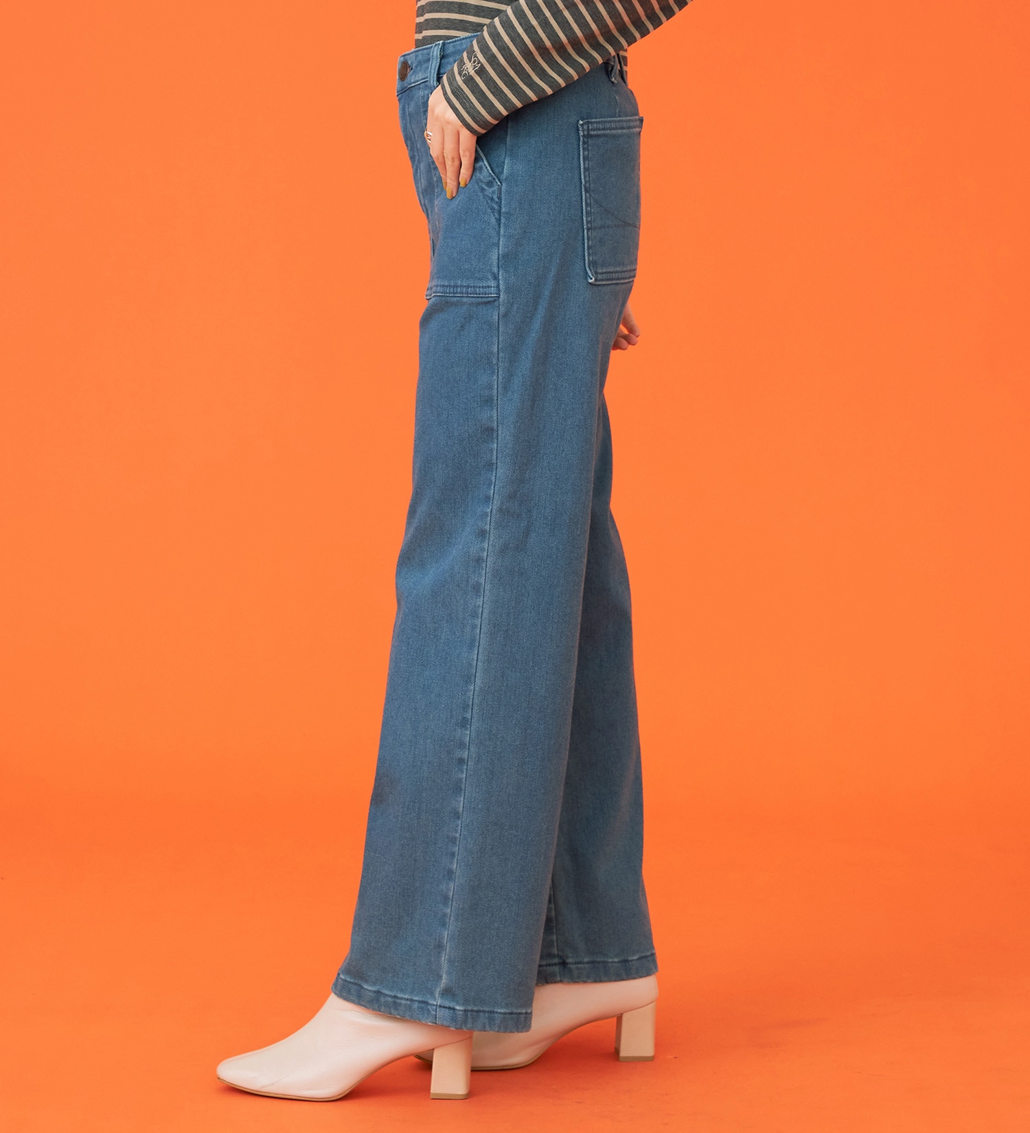 SOMETHING(サムシング)の【試着対象】【百貨店・直営店限定】SOMETHING hiver ベイカーワイドデニムパンツ【裏起毛】【暖】【冬用】|パンツ/デニム/ジーンズパンツ/レディース|ブルー系その他