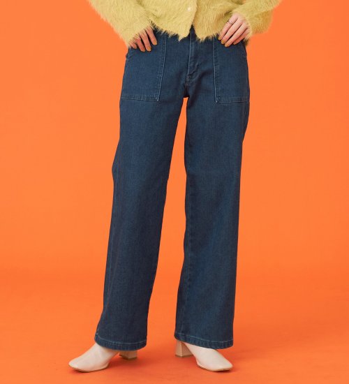 SOMETHING(サムシング)の【百貨店・直営店限定】SOMETHING hiver ベイカーワイドデニムパンツ【裏起毛】【暖】【冬用】|パンツ/パンツ/レディース|濃色ブルー