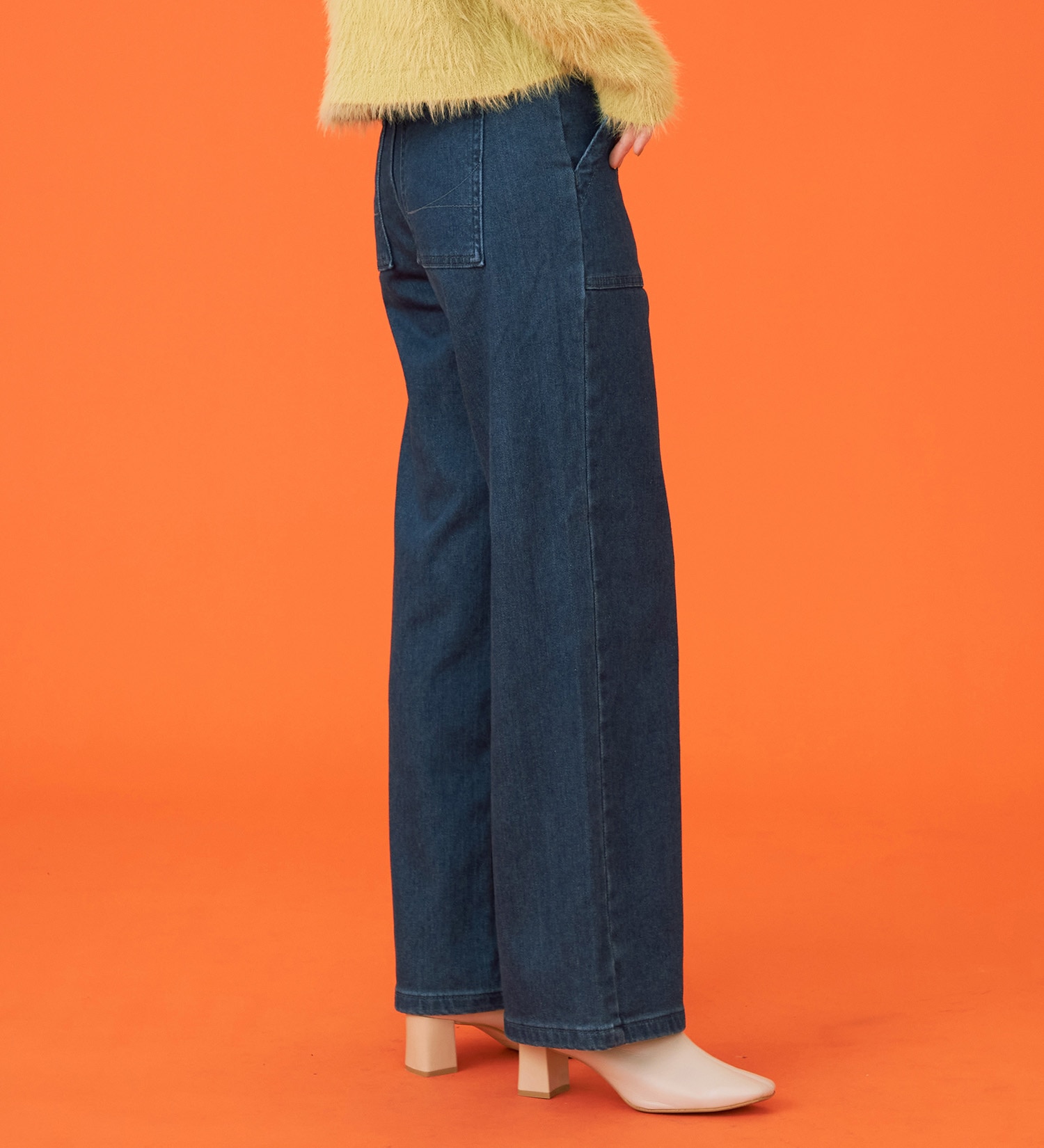 SOMETHING(サムシング)の【百貨店・直営店限定】SOMETHING hiver ベイカーワイドデニムパンツ【裏起毛】【暖】【冬用】|パンツ/パンツ/レディース|濃色ブルー