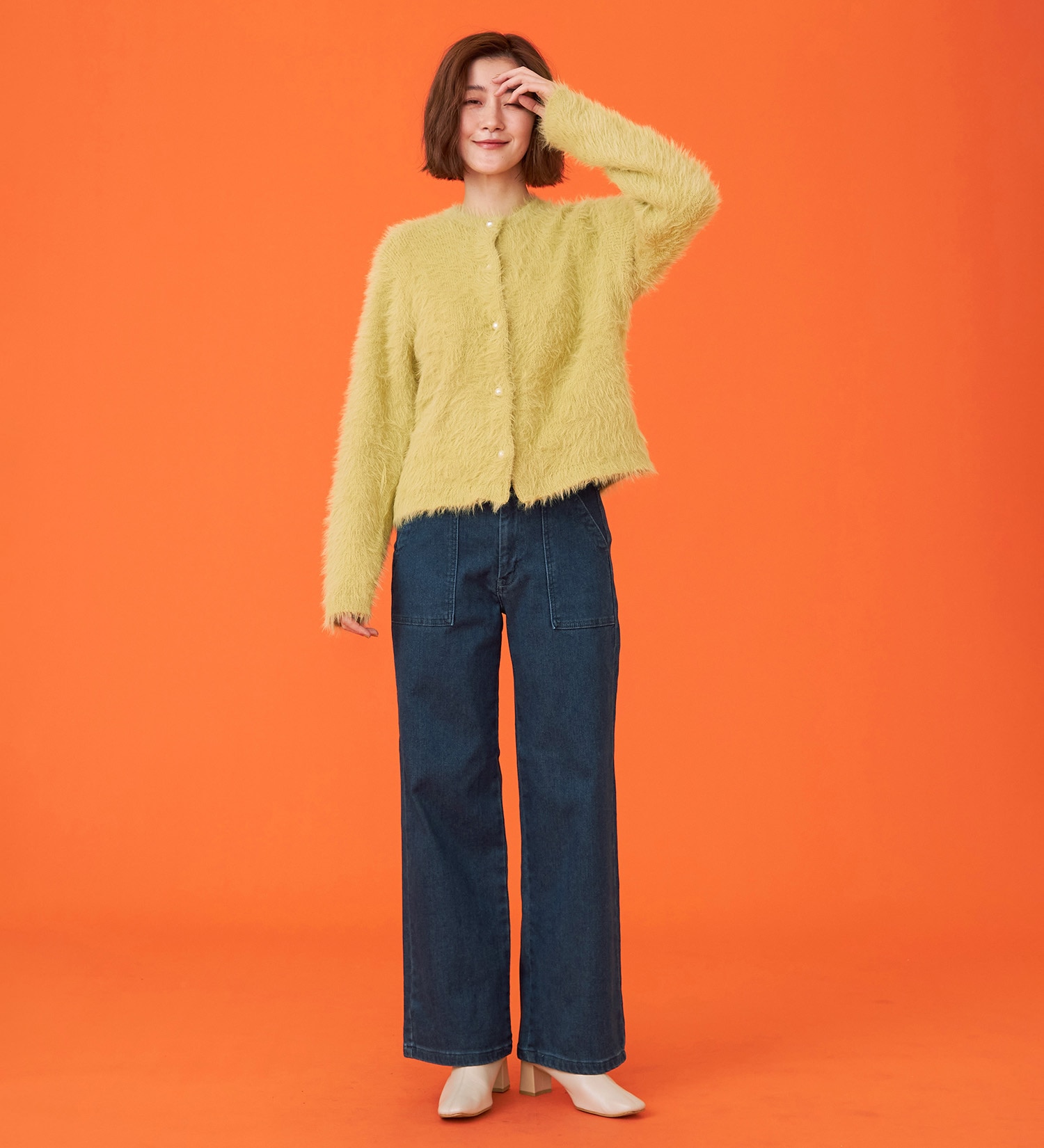 SOMETHING(サムシング)の【百貨店・直営店限定】SOMETHING hiver ベイカーワイドデニムパンツ【裏起毛】【暖】【冬用】|パンツ/パンツ/レディース|濃色ブルー