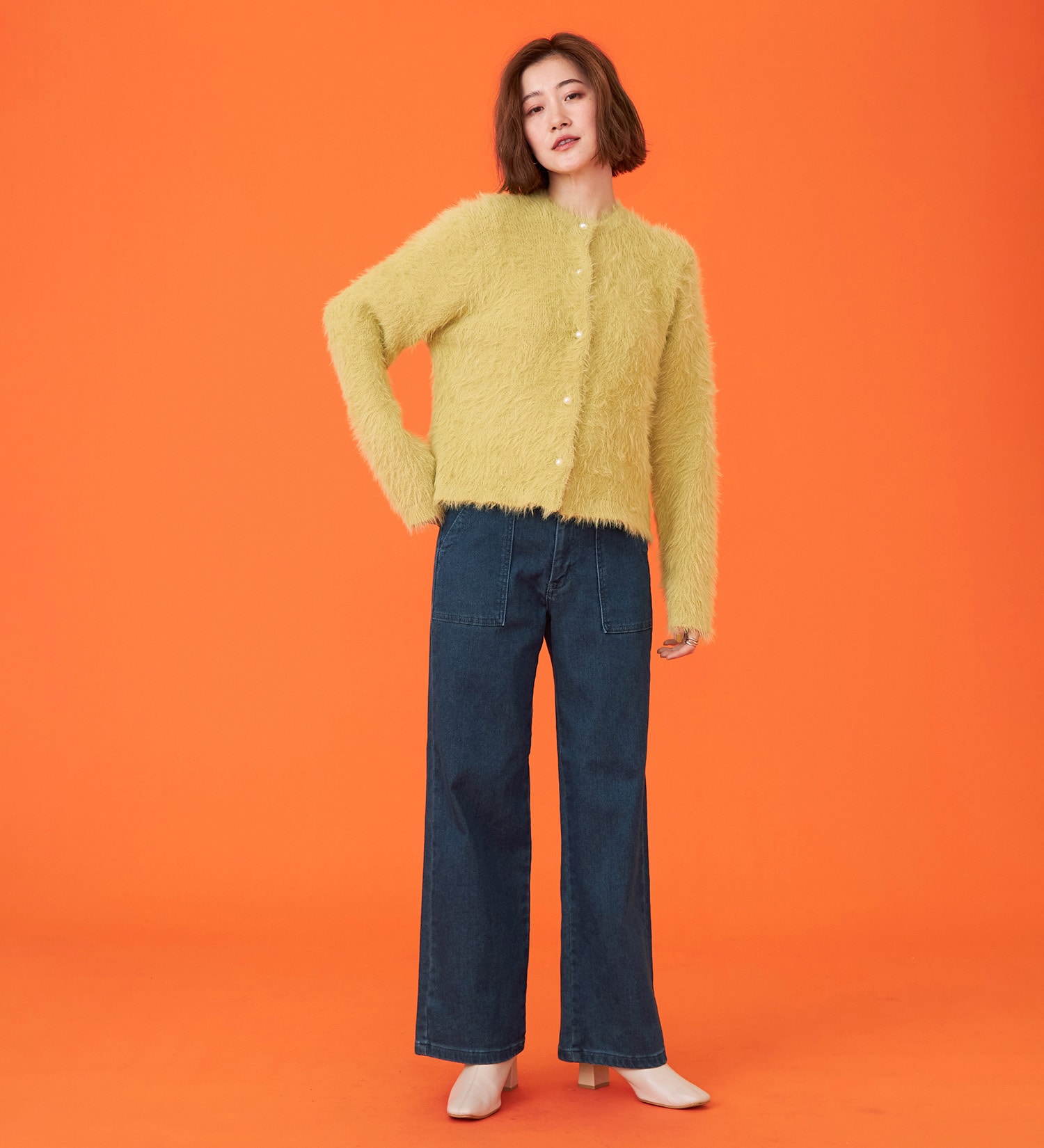 SOMETHING(サムシング)の【百貨店・直営店限定】SOMETHING hiver ベイカーワイドデニムパンツ【裏起毛】【暖】【冬用】|パンツ/パンツ/レディース|濃色ブルー